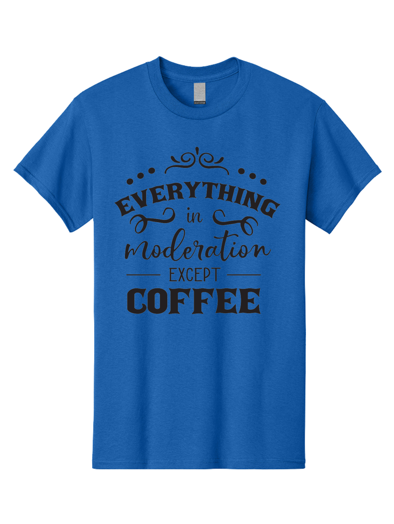 Everything-In-Moderation-Except-Coffee Men'S Graphic Tee, 100% Cotton, Comfortable Casual Summer Wear, Machine Washable, Coffee Quote, Motivational Quote, Inspirational Quote, Funny Quote, Coffee Lover, Coffee Humor, Coffee Culture, Aac694 25