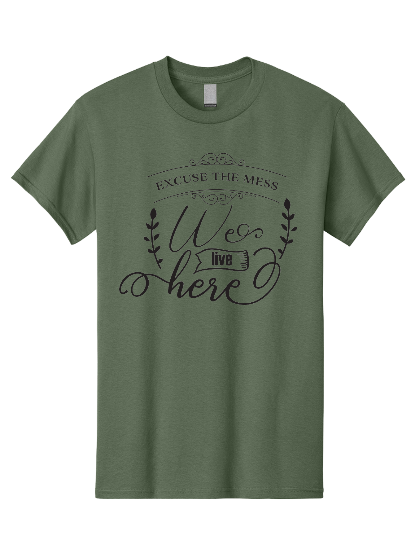 Excuse-The-Mess-We-Live-Here Men'S Graphic Tee, 100% Cotton, Comfortable Casual Summer Wear, Machine Washable, Excuse The Mess, We Live Here, Home Decor Sign, Quirky Wall Art, Funny Saying, Decorative Typography, Modern Home Accessories, Aac696 25