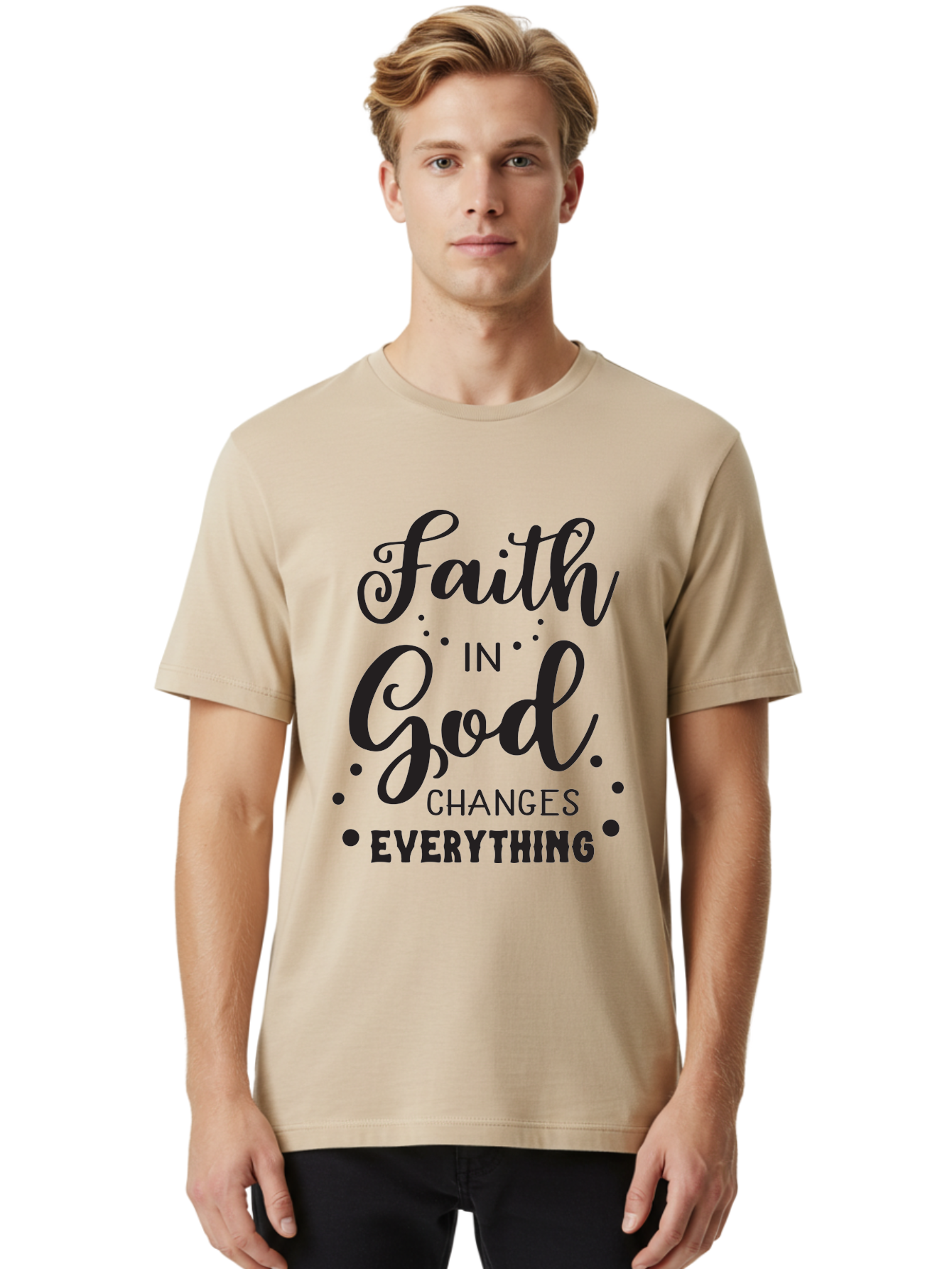 Faith-In-God-Changes-Everything Men'S Graphic Tee, 100% Cotton, Comfortable Casual Summer Wear, Machine Washable, Faith In God, Inspirational Quote, Spiritual Motivation, Positive Affirmation, Uplifting Message, Motivational Poster, Aac702 10