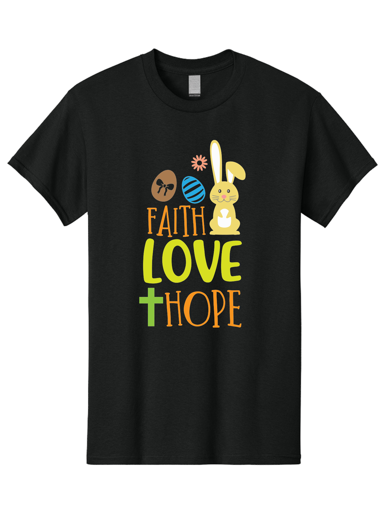 Faith-Love-Hope Men'S Graphic Tee, 100% Cotton, Comfortable Casual Summer Wear, Machine Washable, Easter Bunny, Faith Love Hope, Easter Eggs, Christian Symbolism, Inspirational Quote, Spring Theme, Pastel Colors, Holiday Design Aac703 25