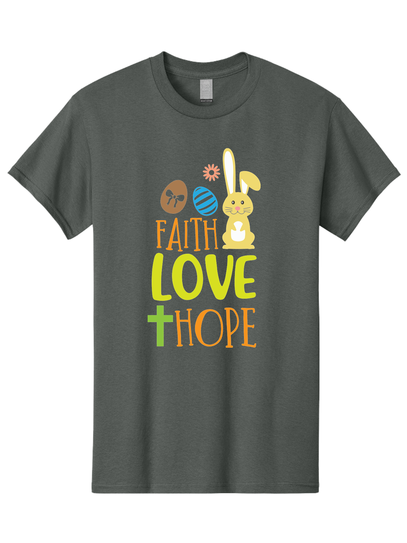Faith-Love-Hope Men'S Graphic Tee, 100% Cotton, Comfortable Casual Summer Wear, Machine Washable, Easter Bunny, Faith Love Hope, Easter Eggs, Christian Symbolism, Inspirational Quote, Spring Theme, Pastel Colors, Holiday Design Aac703 29
