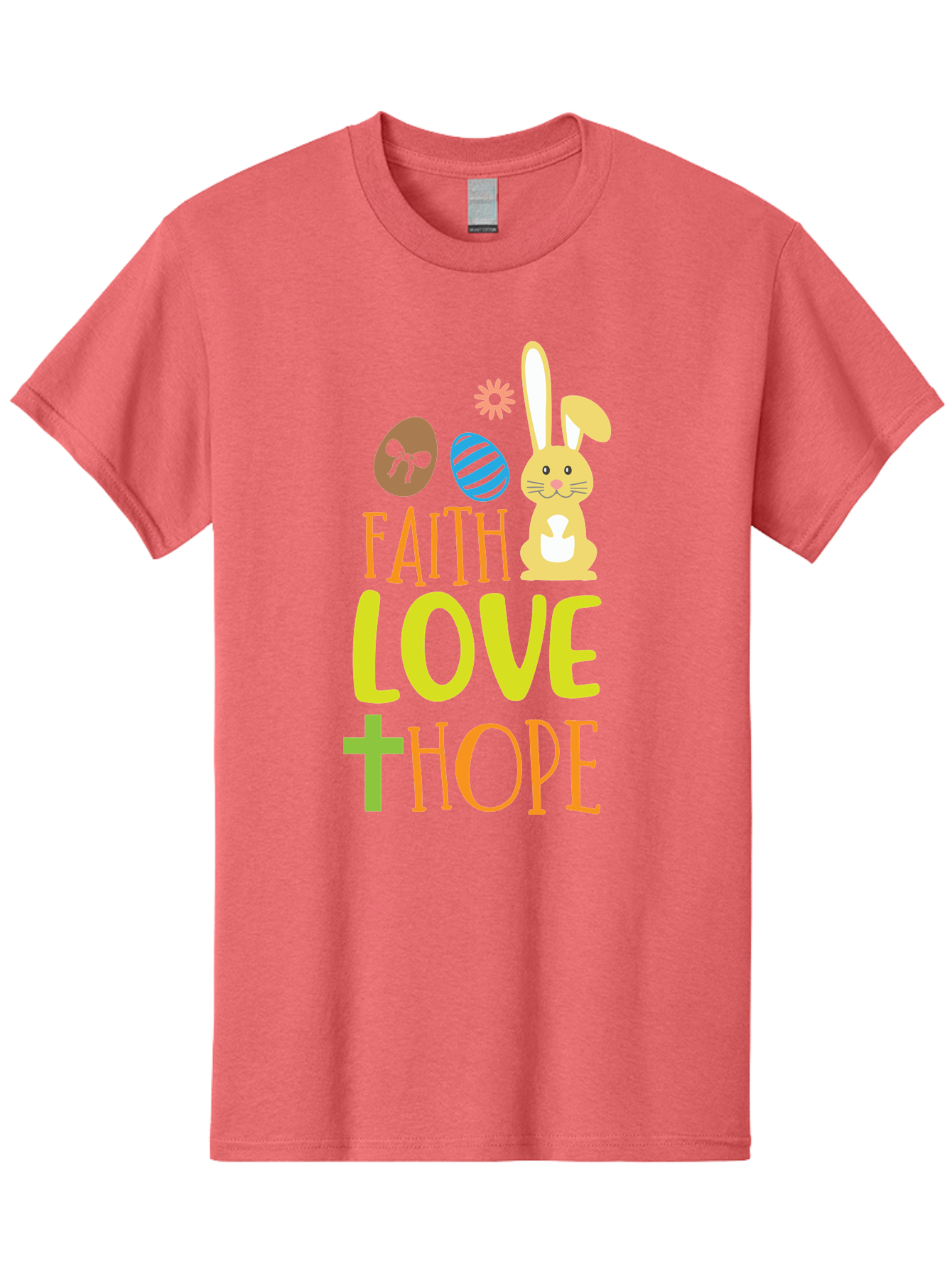 Faith-Love-Hope Men'S Graphic Tee, 100% Cotton, Comfortable Casual Summer Wear, Machine Washable, Easter Bunny, Faith Love Hope, Easter Eggs, Christian Symbolism, Inspirational Quote, Spring Theme, Pastel Colors, Holiday Design Aac703 9