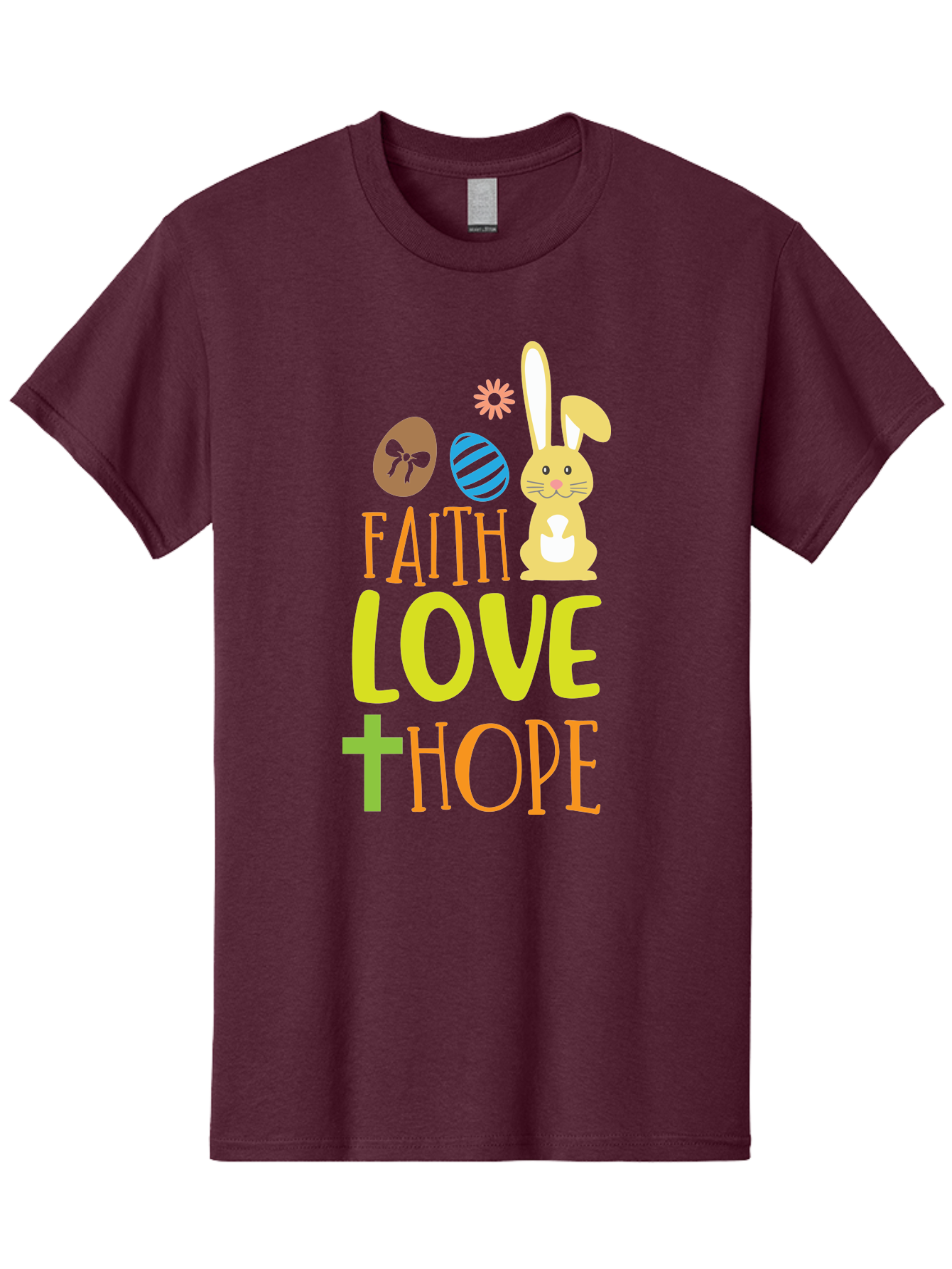 Faith-Love-Hope Men'S Graphic Tee, 100% Cotton, Comfortable Casual Summer Wear, Machine Washable, Easter Bunny, Faith Love Hope, Easter Eggs, Christian Symbolism, Inspirational Quote, Spring Theme, Pastel Colors, Holiday Design Aac703 13