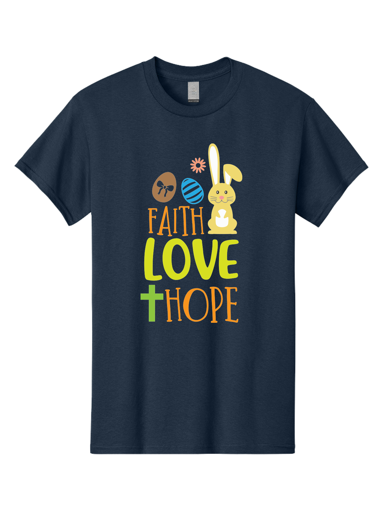 Faith-Love-Hope Men'S Graphic Tee, 100% Cotton, Comfortable Casual Summer Wear, Machine Washable, Easter Bunny, Faith Love Hope, Easter Eggs, Christian Symbolism, Inspirational Quote, Spring Theme, Pastel Colors, Holiday Design Aac703 7
