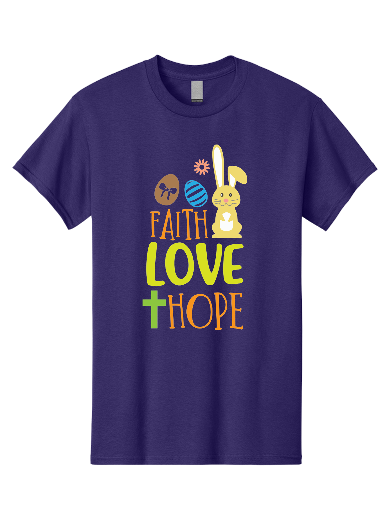 Faith-Love-Hope Men'S Graphic Tee, 100% Cotton, Comfortable Casual Summer Wear, Machine Washable, Easter Bunny, Faith Love Hope, Easter Eggs, Christian Symbolism, Inspirational Quote, Spring Theme, Pastel Colors, Holiday Design Aac703 5