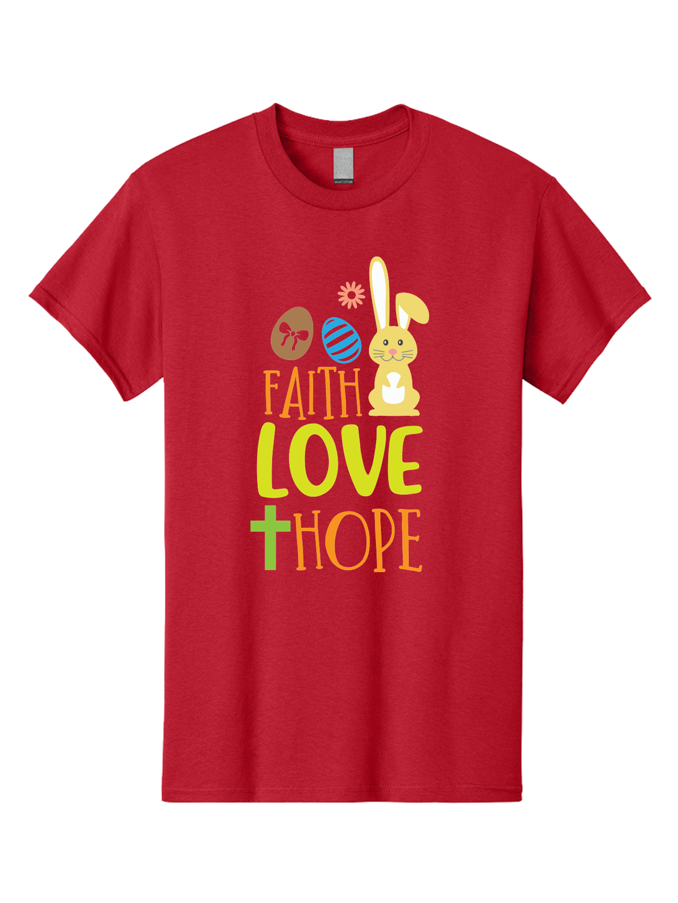 Faith-Love-Hope Men'S Graphic Tee, 100% Cotton, Comfortable Casual Summer Wear, Machine Washable, Easter Bunny, Faith Love Hope, Easter Eggs, Christian Symbolism, Inspirational Quote, Spring Theme, Pastel Colors, Holiday Design Aac703 17