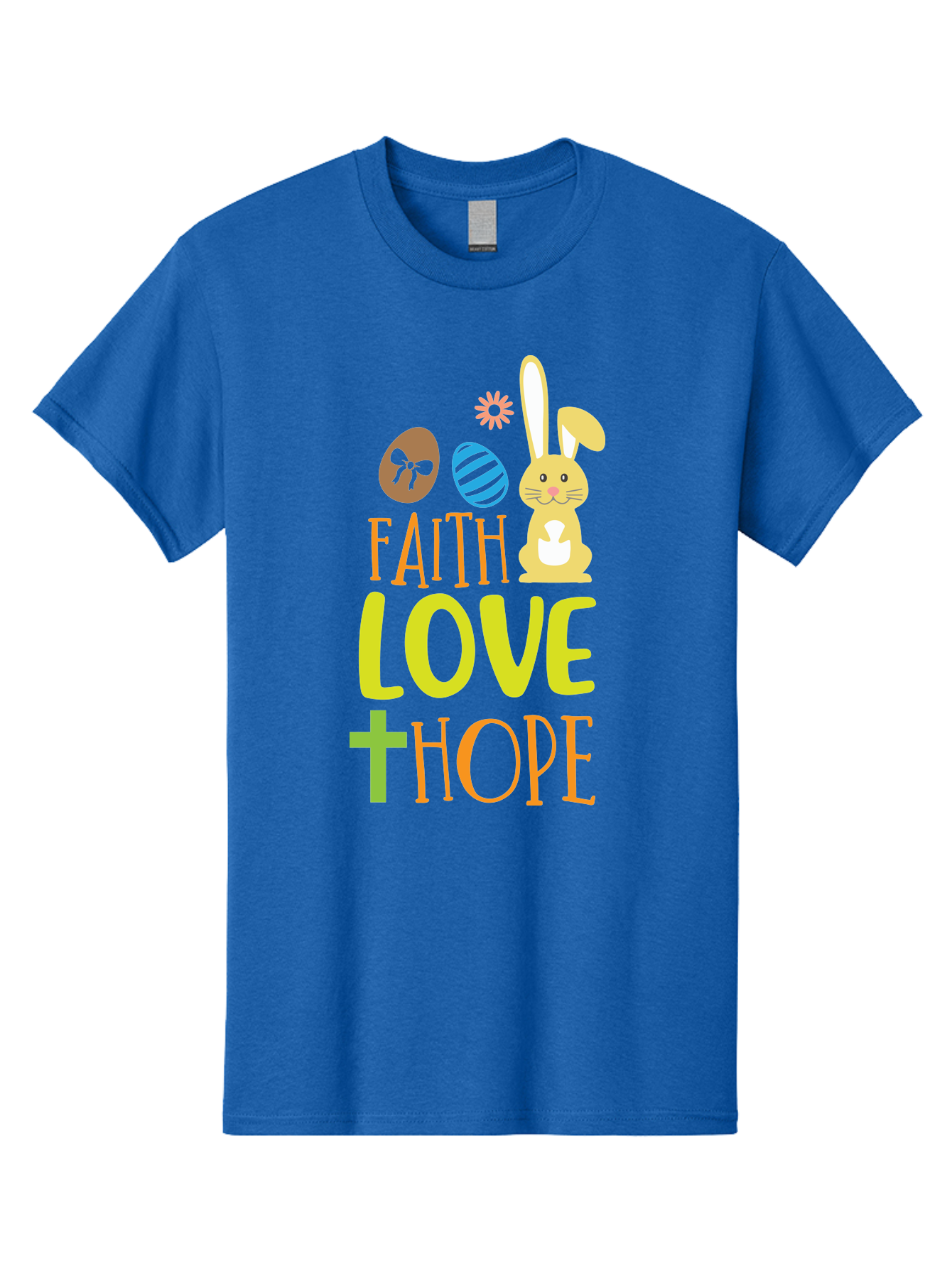 Faith-Love-Hope Men'S Graphic Tee, 100% Cotton, Comfortable Casual Summer Wear, Machine Washable, Easter Bunny, Faith Love Hope, Easter Eggs, Christian Symbolism, Inspirational Quote, Spring Theme, Pastel Colors, Holiday Design Aac703 11
