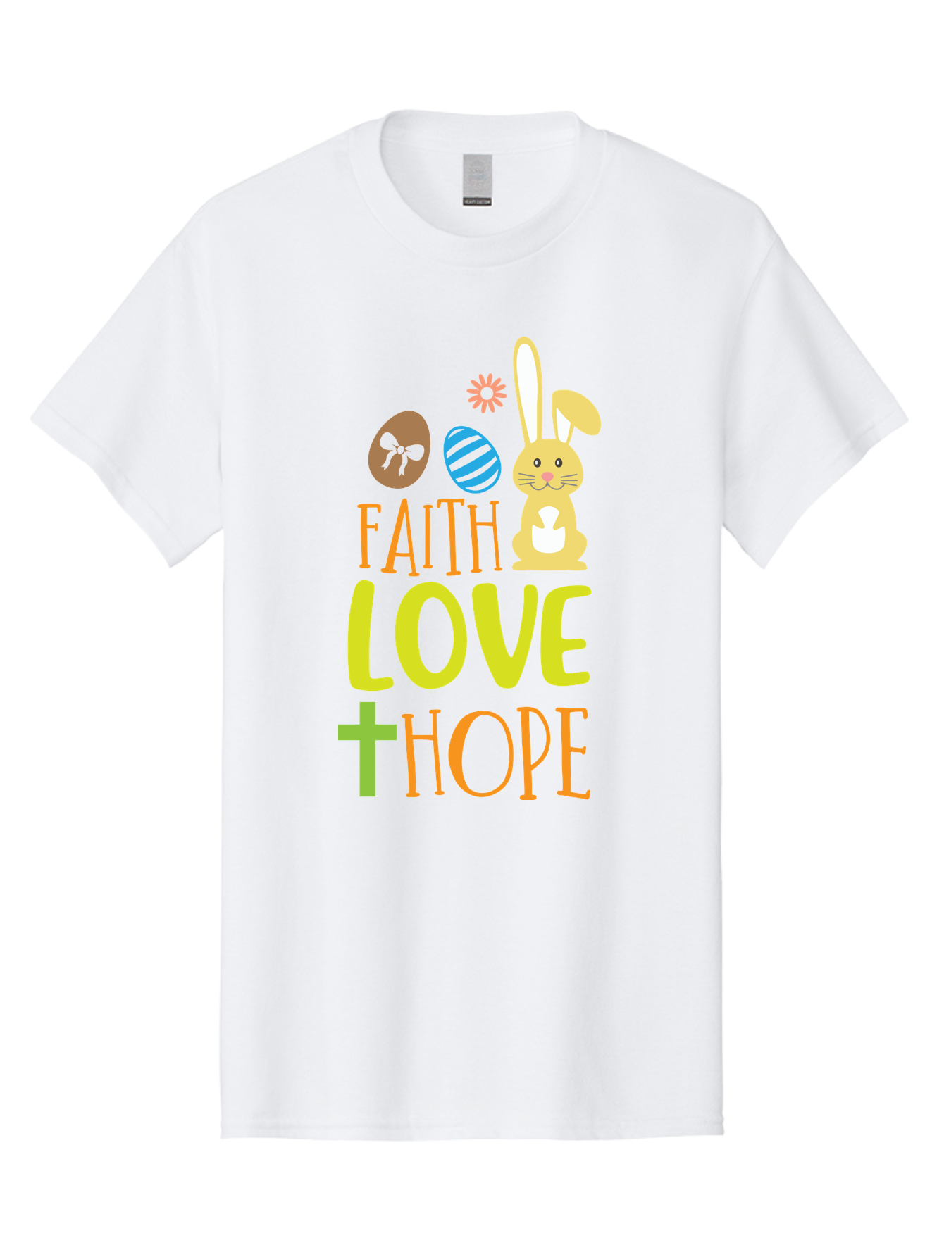 Faith-Love-Hope Men'S Graphic Tee, 100% Cotton, Comfortable Casual Summer Wear, Machine Washable, Easter Bunny, Faith Love Hope, Easter Eggs, Christian Symbolism, Inspirational Quote, Spring Theme, Pastel Colors, Holiday Design Aac703 21