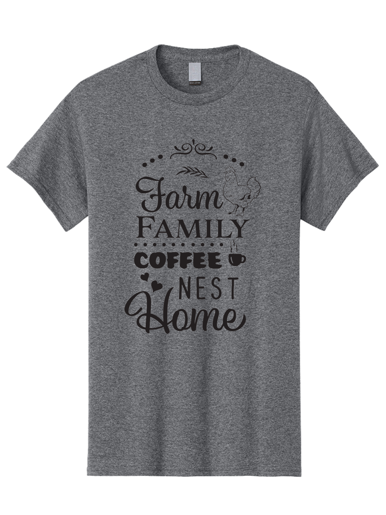 Farm-Family-Coffee-Nest-Home Men'S Graphic Tee, 100% Cotton, Comfortable Casual Summer Wear, Machine Washable, Farmhouse Decor, Family Love, Coffee Lovers, Cozy Home, Chicken Theme, Rustic Charm, Home Sweet Home, Farm Fresh Aac707 9