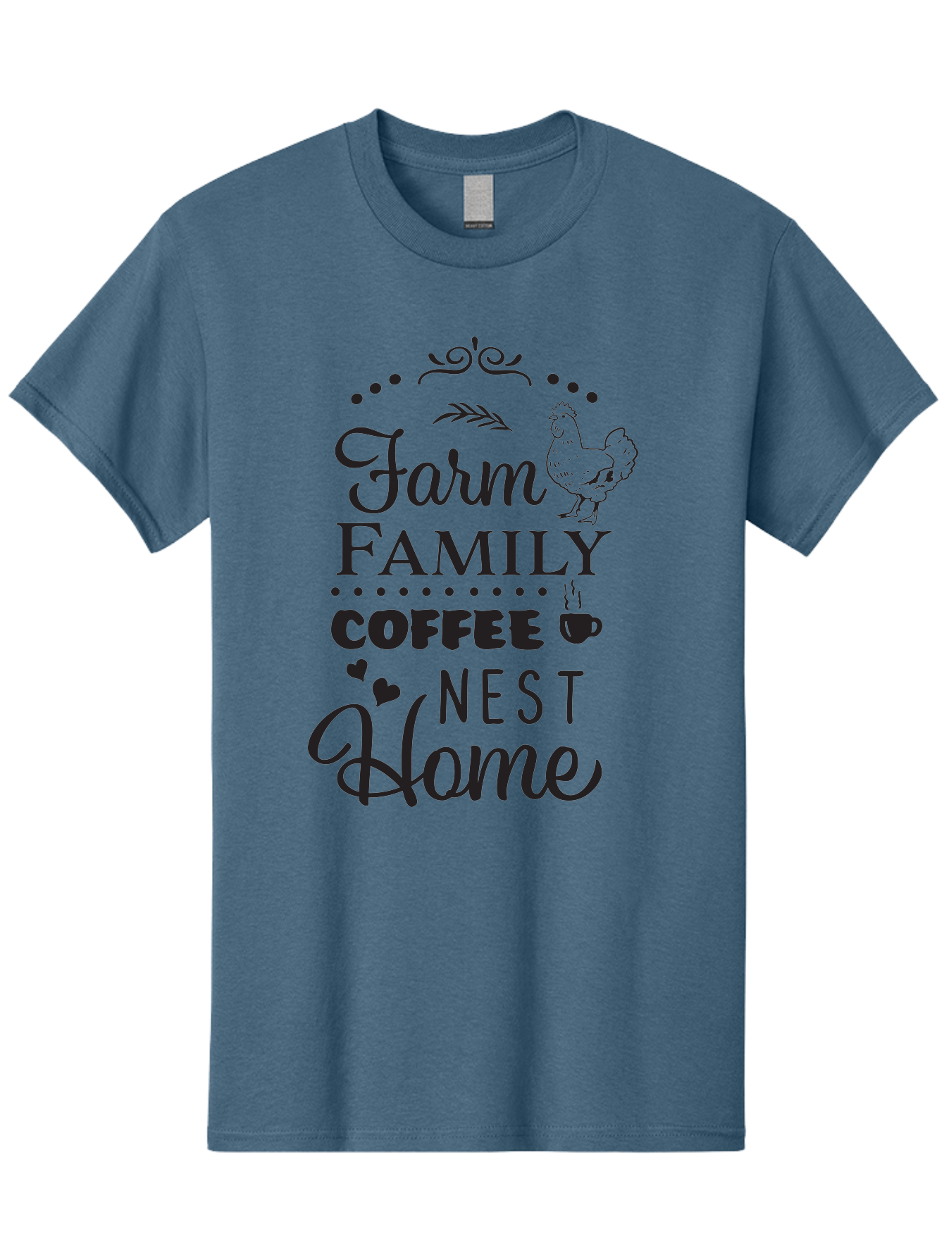 Farm-Family-Coffee-Nest-Home Men'S Graphic Tee, 100% Cotton, Comfortable Casual Summer Wear, Machine Washable, Farmhouse Decor, Family Love, Coffee Lovers, Cozy Home, Chicken Theme, Rustic Charm, Home Sweet Home, Farm Fresh Aac707 27