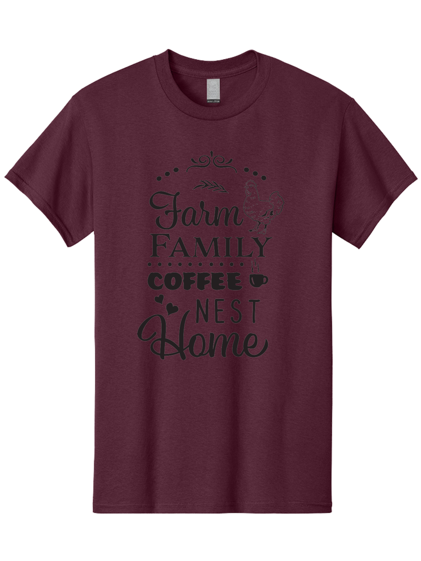 Farm-Family-Coffee-Nest-Home Men'S Graphic Tee, 100% Cotton, Comfortable Casual Summer Wear, Machine Washable, Farmhouse Decor, Family Love, Coffee Lovers, Cozy Home, Chicken Theme, Rustic Charm, Home Sweet Home, Farm Fresh Aac707 13