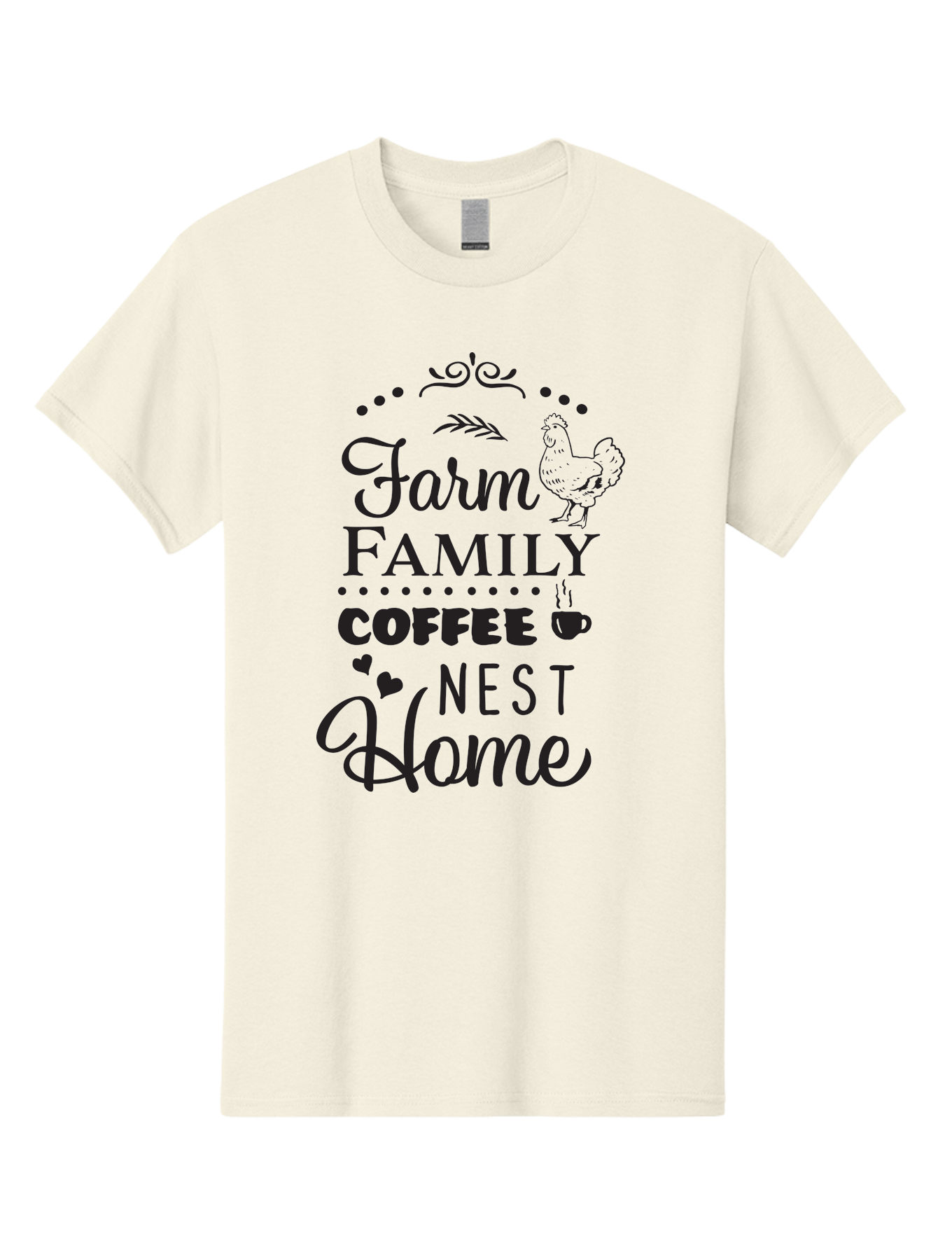 Farm-Family-Coffee-Nest-Home Men'S Graphic Tee, 100% Cotton, Comfortable Casual Summer Wear, Machine Washable, Farmhouse Decor, Family Love, Coffee Lovers, Cozy Home, Chicken Theme, Rustic Charm, Home Sweet Home, Farm Fresh Aac707 21