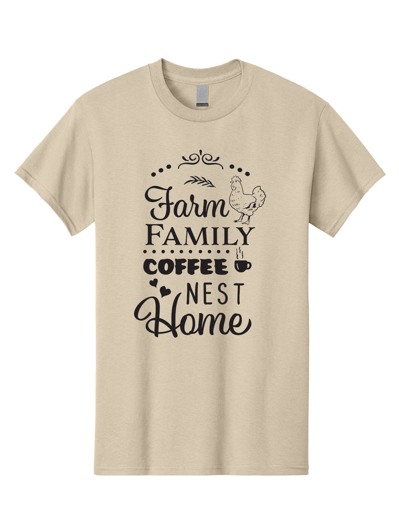 Farm-Family-Coffee-Nest-Home Men'S Graphic Tee, 100% Cotton, Comfortable Casual Summer Wear, Machine Washable, Farmhouse Decor, Family Love, Coffee Lovers, Cozy Home, Chicken Theme, Rustic Charm, Home Sweet Home, Farm Fresh Aac707 29
