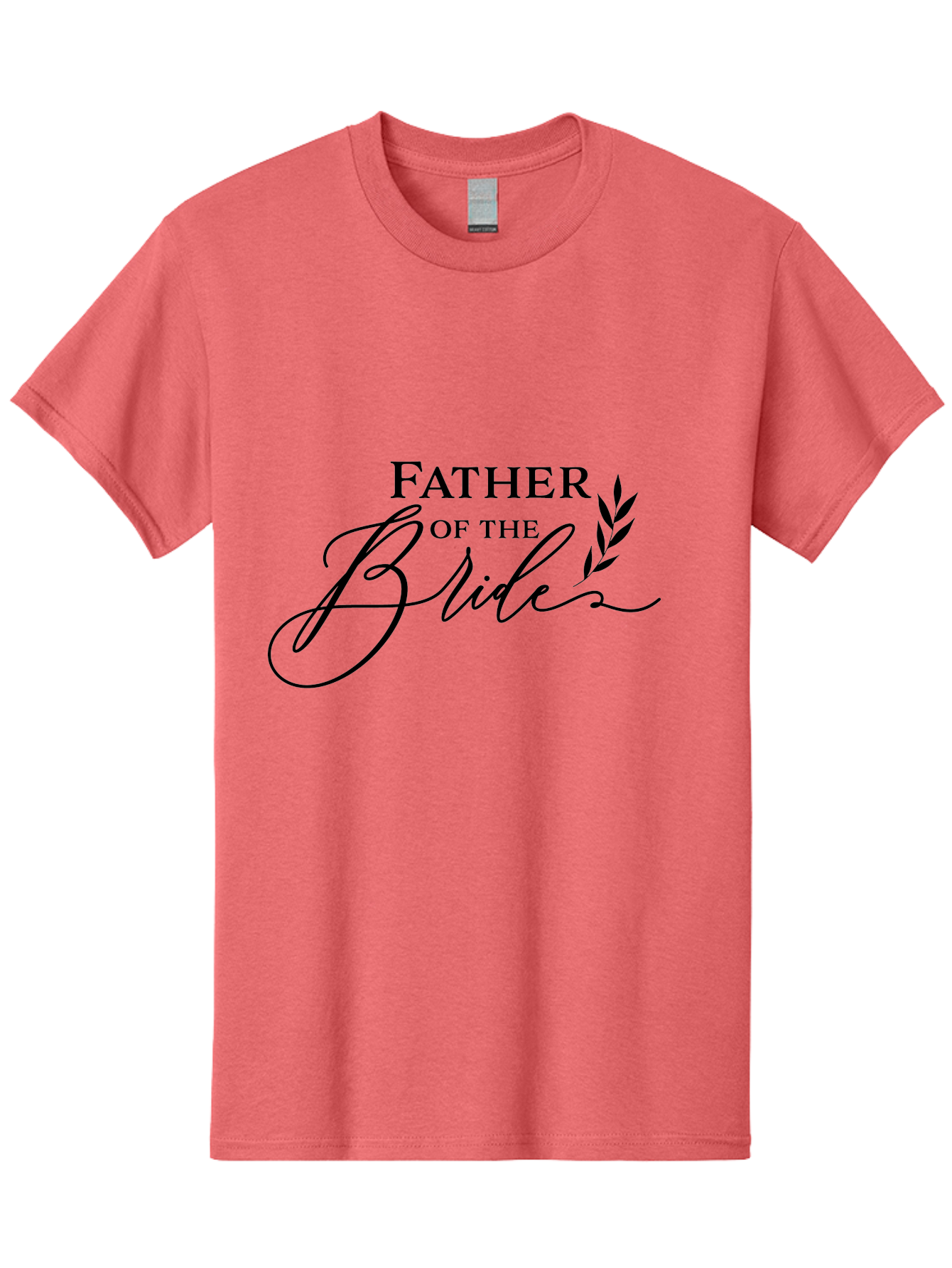 Father-Of-The-Bride Men'S Graphic Tee, 100% Cotton, Comfortable Casual Summer Wear, Machine Washable, Father Of The Bride, Wedding Theme, Family Love, Special Day, Wedding Day, Laurel Leaves, Elegant Script, Calligraphy Font, Unique Gift, Aac711 1