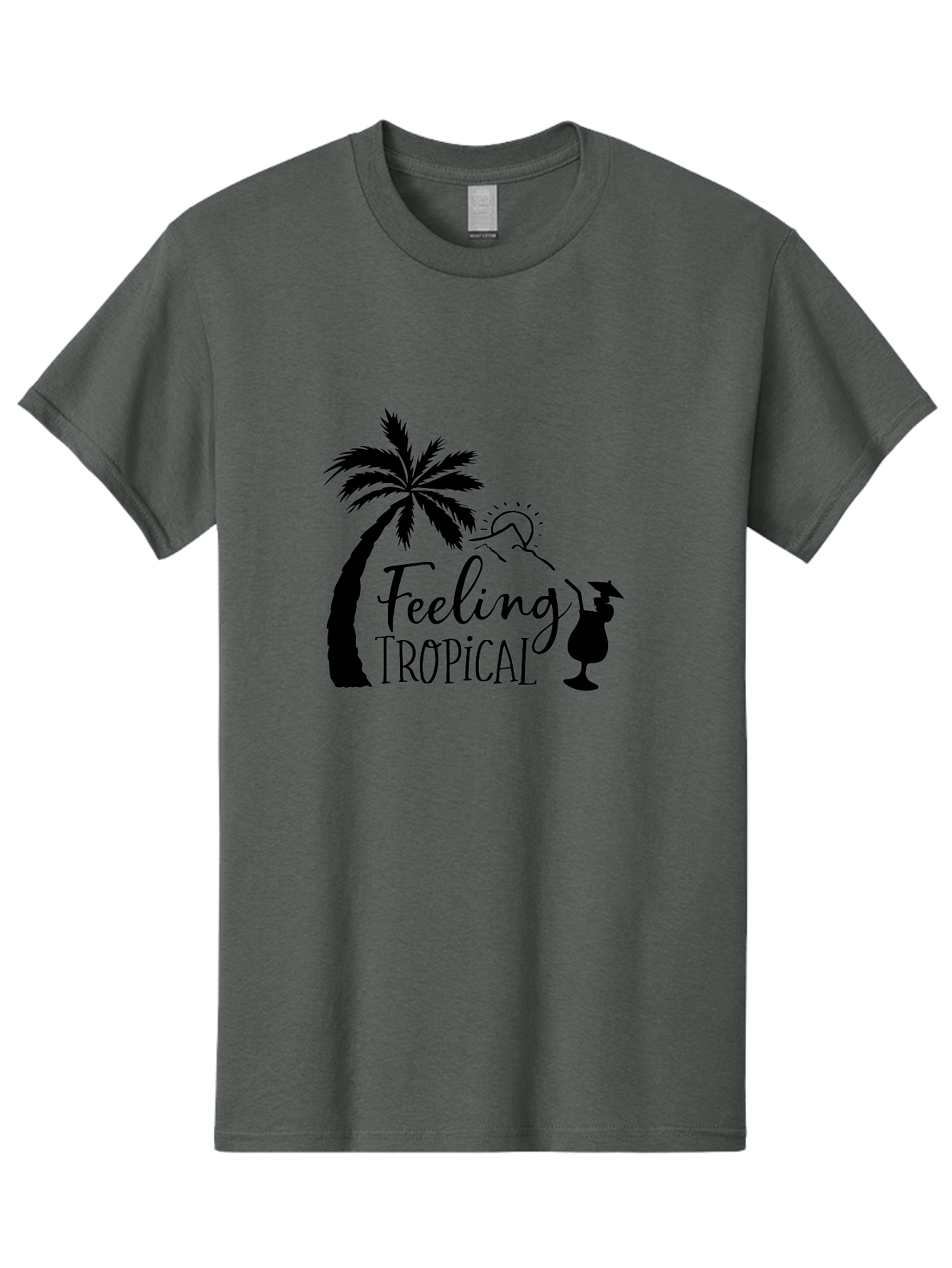 Feeling-Tropical Men'S Graphic Tee, 100% Cotton, Comfortable Casual Summer Wear, Machine Washable, Tropical Getaway, Palm Tree, Cocktail, Summer Vibes, Vacation Mode, Sun, Fun, Relaxation, Beach Life, Tropical Drinks Aac714 23
