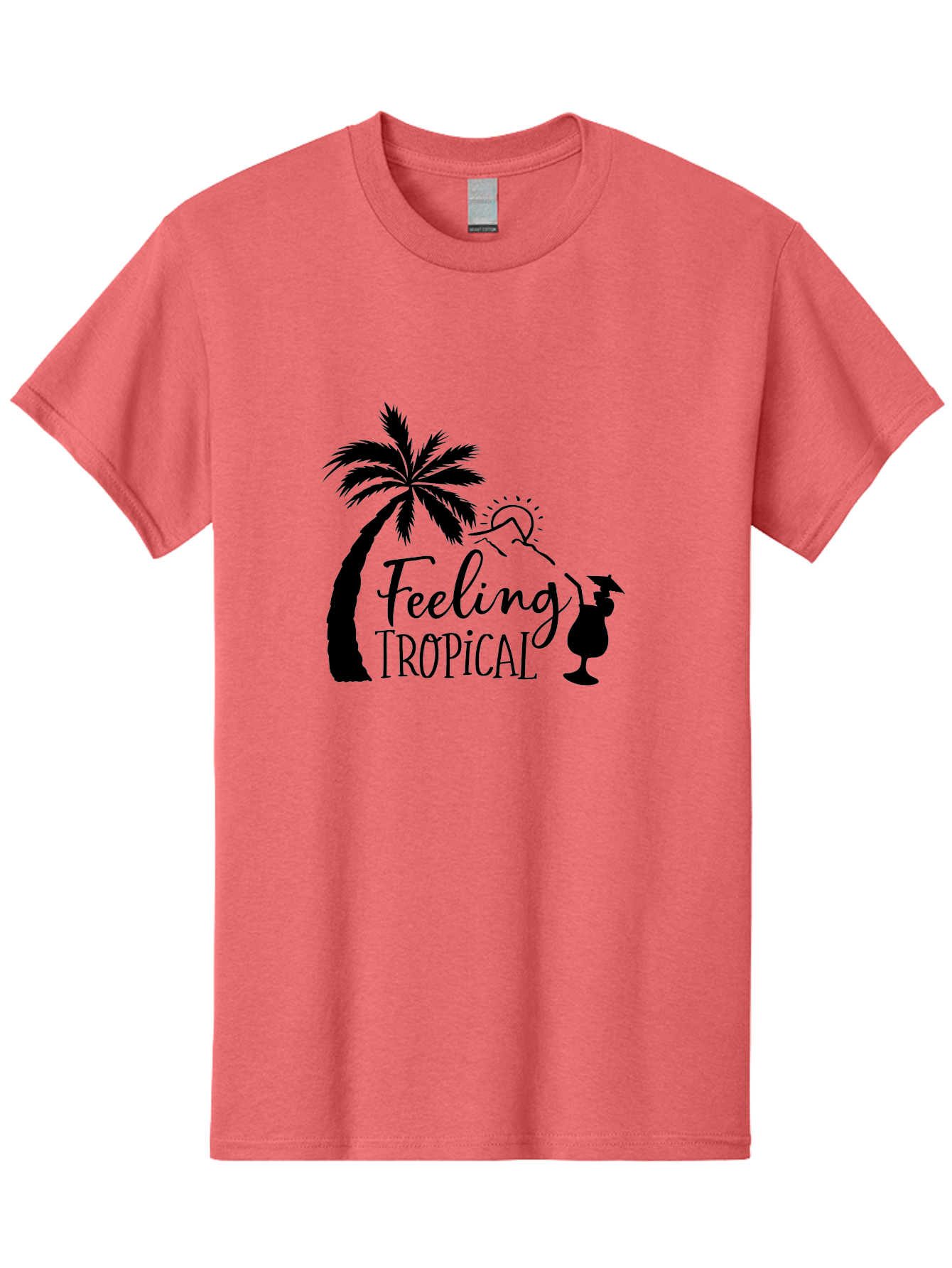Feeling-Tropical Men'S Graphic Tee, 100% Cotton, Comfortable Casual Summer Wear, Machine Washable, Tropical Getaway, Palm Tree, Cocktail, Summer Vibes, Vacation Mode, Sun, Fun, Relaxation, Beach Life, Tropical Drinks Aac714 11