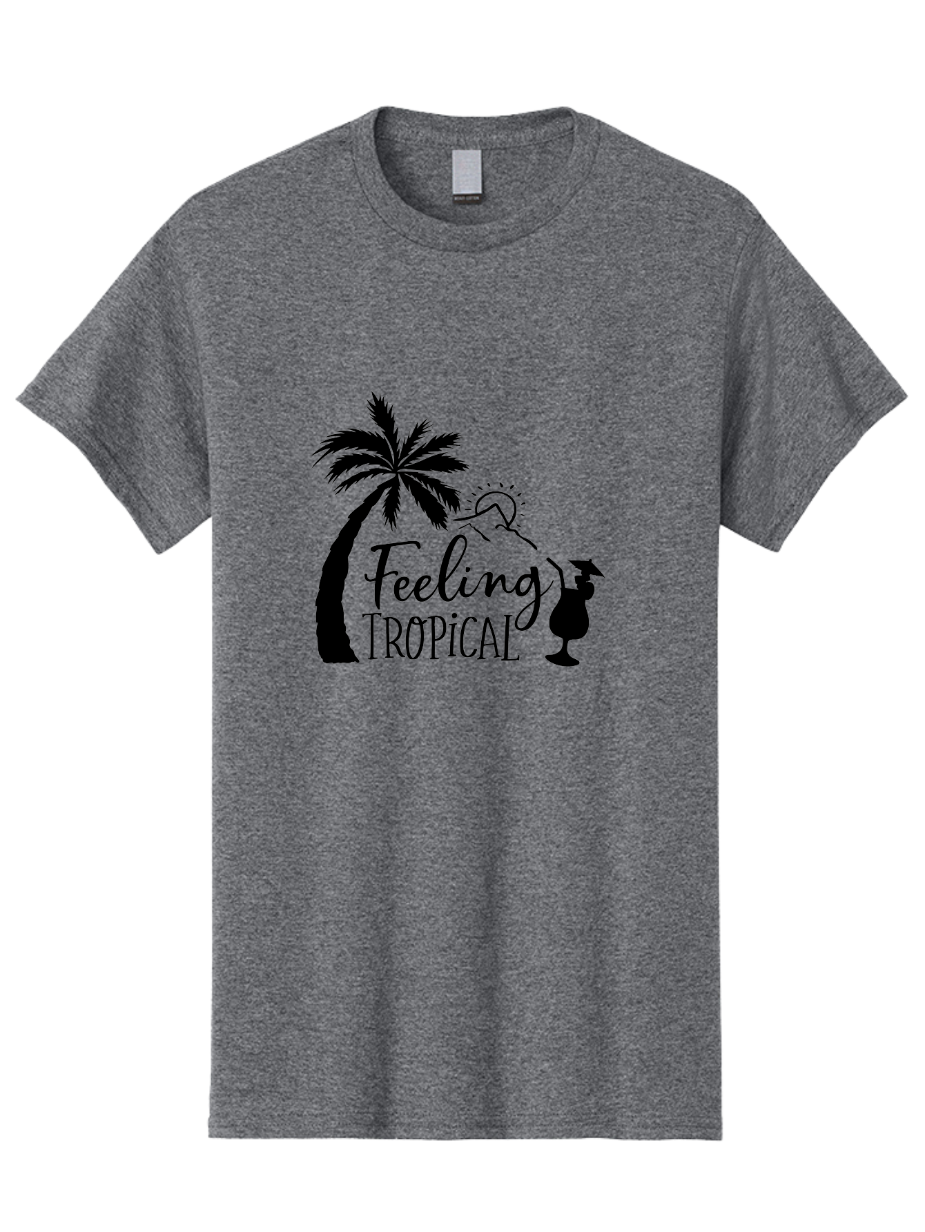 Feeling-Tropical Men'S Graphic Tee, 100% Cotton, Comfortable Casual Summer Wear, Machine Washable, Tropical Getaway, Palm Tree, Cocktail, Summer Vibes, Vacation Mode, Sun, Fun, Relaxation, Beach Life, Tropical Drinks Aac714 27