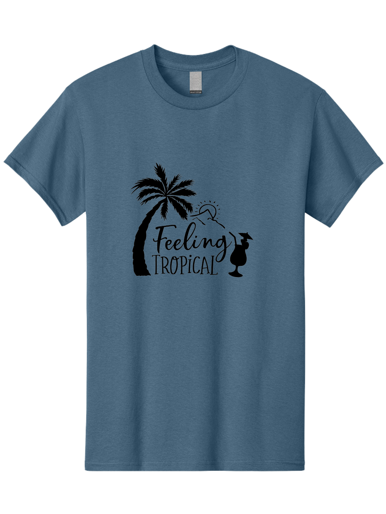 Feeling-Tropical Men'S Graphic Tee, 100% Cotton, Comfortable Casual Summer Wear, Machine Washable, Tropical Getaway, Palm Tree, Cocktail, Summer Vibes, Vacation Mode, Sun, Fun, Relaxation, Beach Life, Tropical Drinks Aac714 3