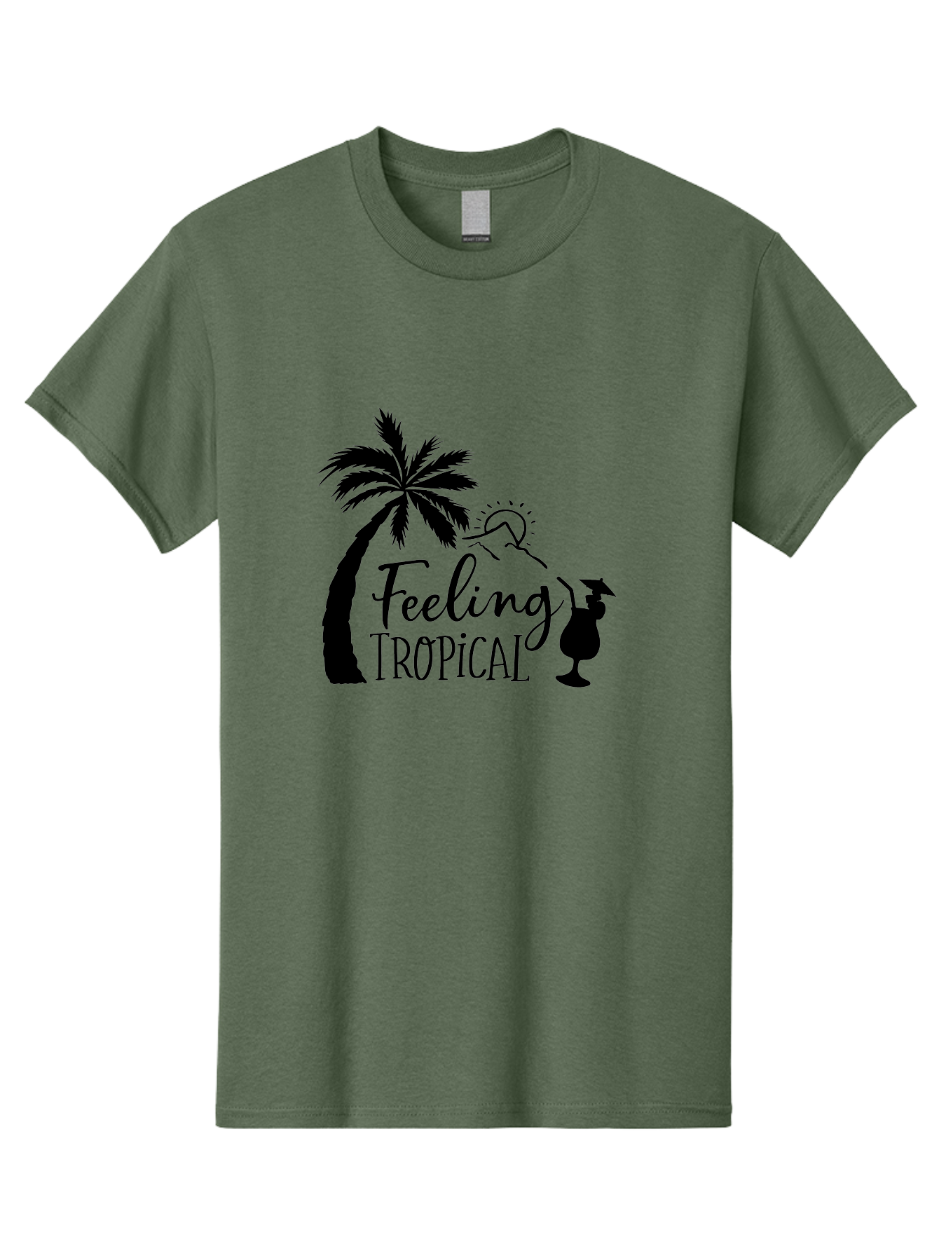 Feeling-Tropical Men'S Graphic Tee, 100% Cotton, Comfortable Casual Summer Wear, Machine Washable, Tropical Getaway, Palm Tree, Cocktail, Summer Vibes, Vacation Mode, Sun, Fun, Relaxation, Beach Life, Tropical Drinks Aac714 21