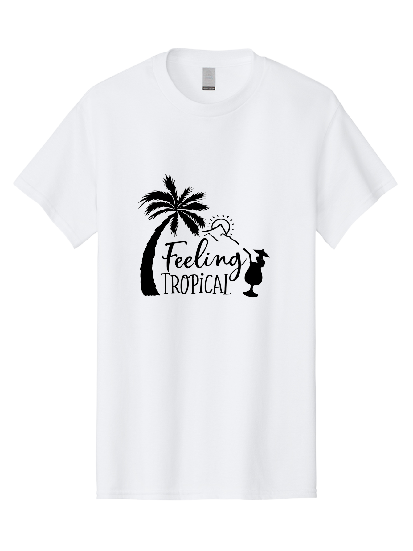Feeling-Tropical Men'S Graphic Tee, 100% Cotton, Comfortable Casual Summer Wear, Machine Washable, Tropical Getaway, Palm Tree, Cocktail, Summer Vibes, Vacation Mode, Sun, Fun, Relaxation, Beach Life, Tropical Drinks Aac714 13