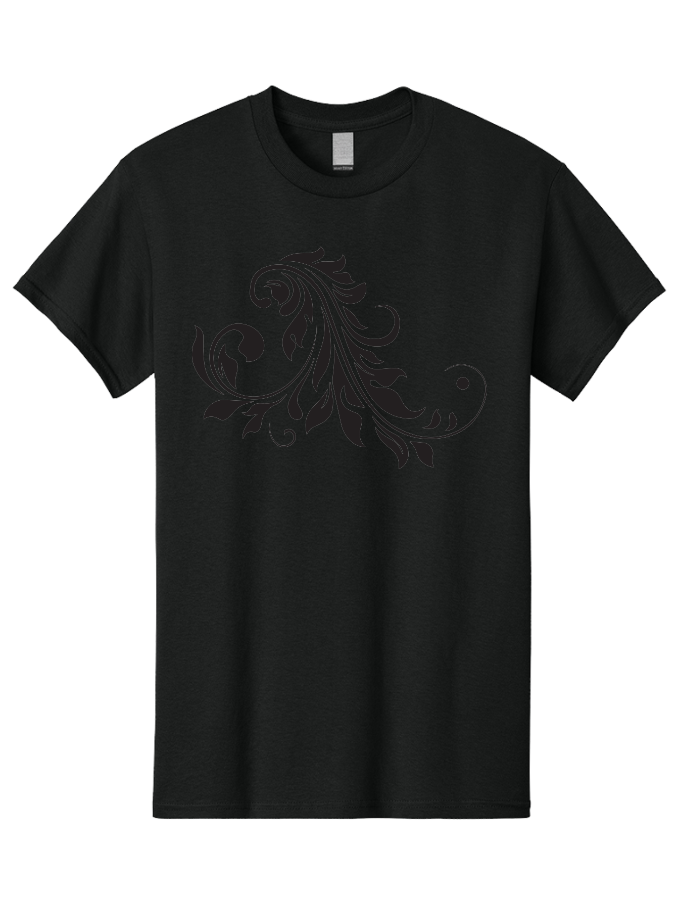 Floral-Design-1 Men'S Graphic Tee, 100% Cotton, Comfortable Casual Summer Wear, Machine Washable, Floral Design, Leafy Pattern, Curved Shapes, Decorative Art, Swirling Leaves, Elegant Design, Intricate Pattern, Black Silhouette Aac721 1