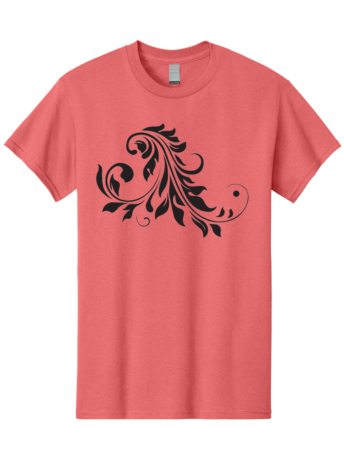 Floral-Design-1 Men'S Graphic Tee, 100% Cotton, Comfortable Casual Summer Wear, Machine Washable, Floral Design, Leafy Pattern, Curved Shapes, Decorative Art, Swirling Leaves, Elegant Design, Intricate Pattern, Black Silhouette Aac721 17