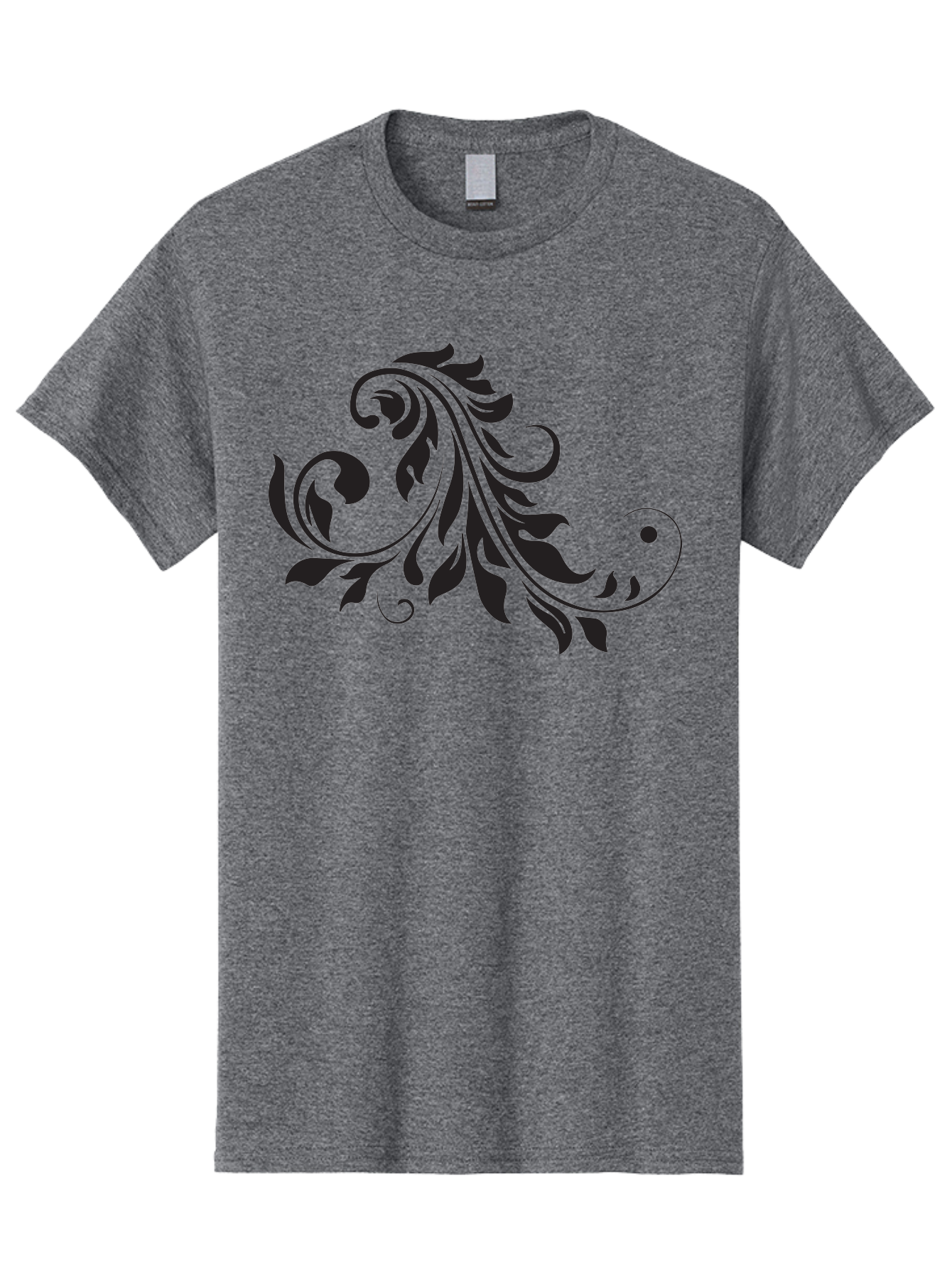 Floral-Design-1 Men'S Graphic Tee, 100% Cotton, Comfortable Casual Summer Wear, Machine Washable, Floral Design, Leafy Pattern, Curved Shapes, Decorative Art, Swirling Leaves, Elegant Design, Intricate Pattern, Black Silhouette Aac721 3