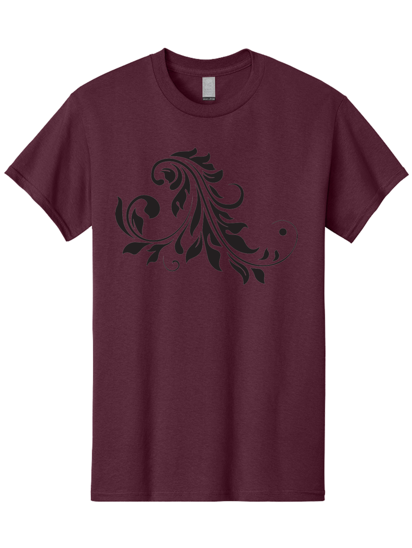 Floral-Design-1 Men'S Graphic Tee, 100% Cotton, Comfortable Casual Summer Wear, Machine Washable, Floral Design, Leafy Pattern, Curved Shapes, Decorative Art, Swirling Leaves, Elegant Design, Intricate Pattern, Black Silhouette Aac721 27