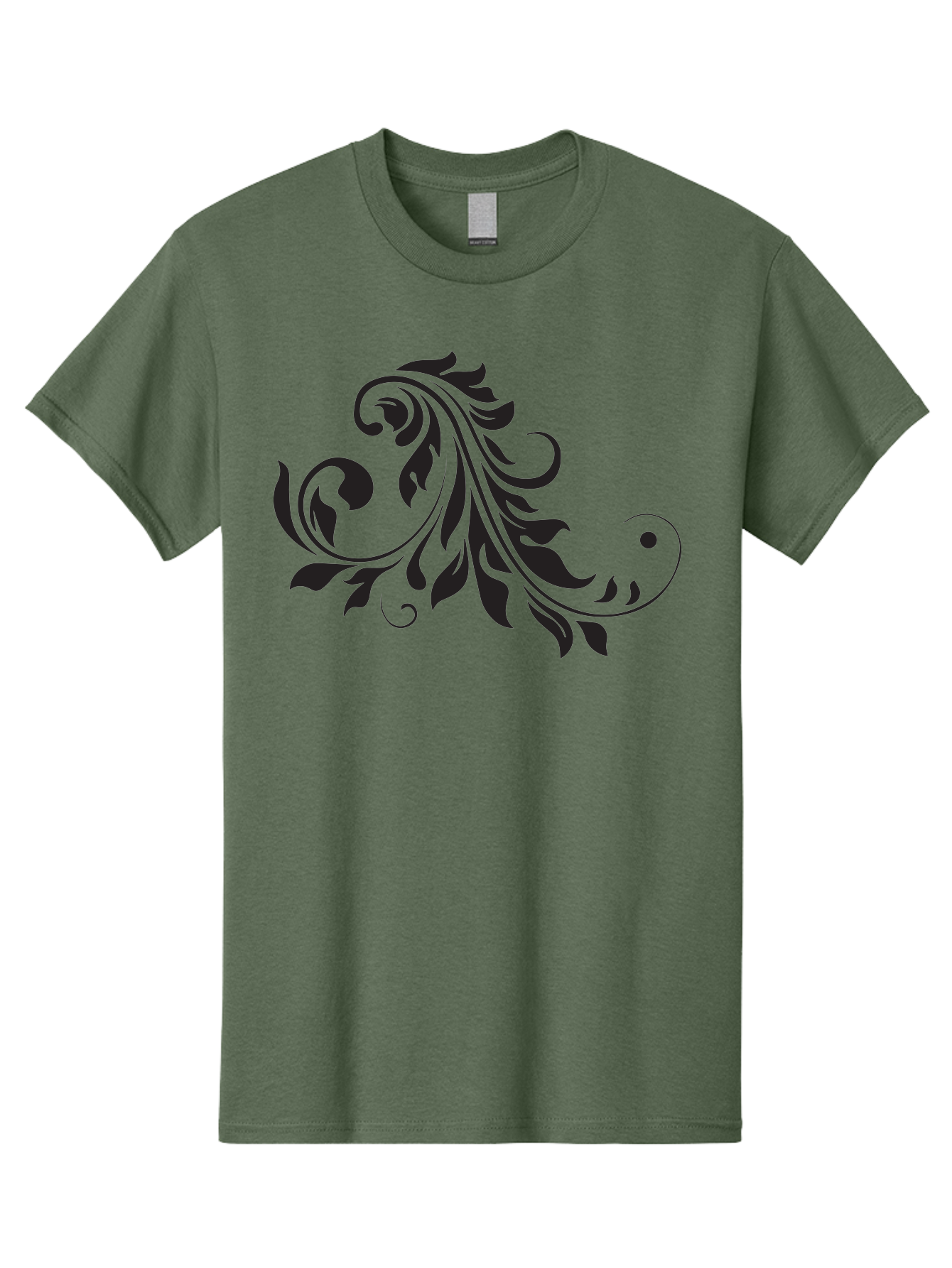 Floral-Design-1 Men'S Graphic Tee, 100% Cotton, Comfortable Casual Summer Wear, Machine Washable, Floral Design, Leafy Pattern, Curved Shapes, Decorative Art, Swirling Leaves, Elegant Design, Intricate Pattern, Black Silhouette Aac721 15
