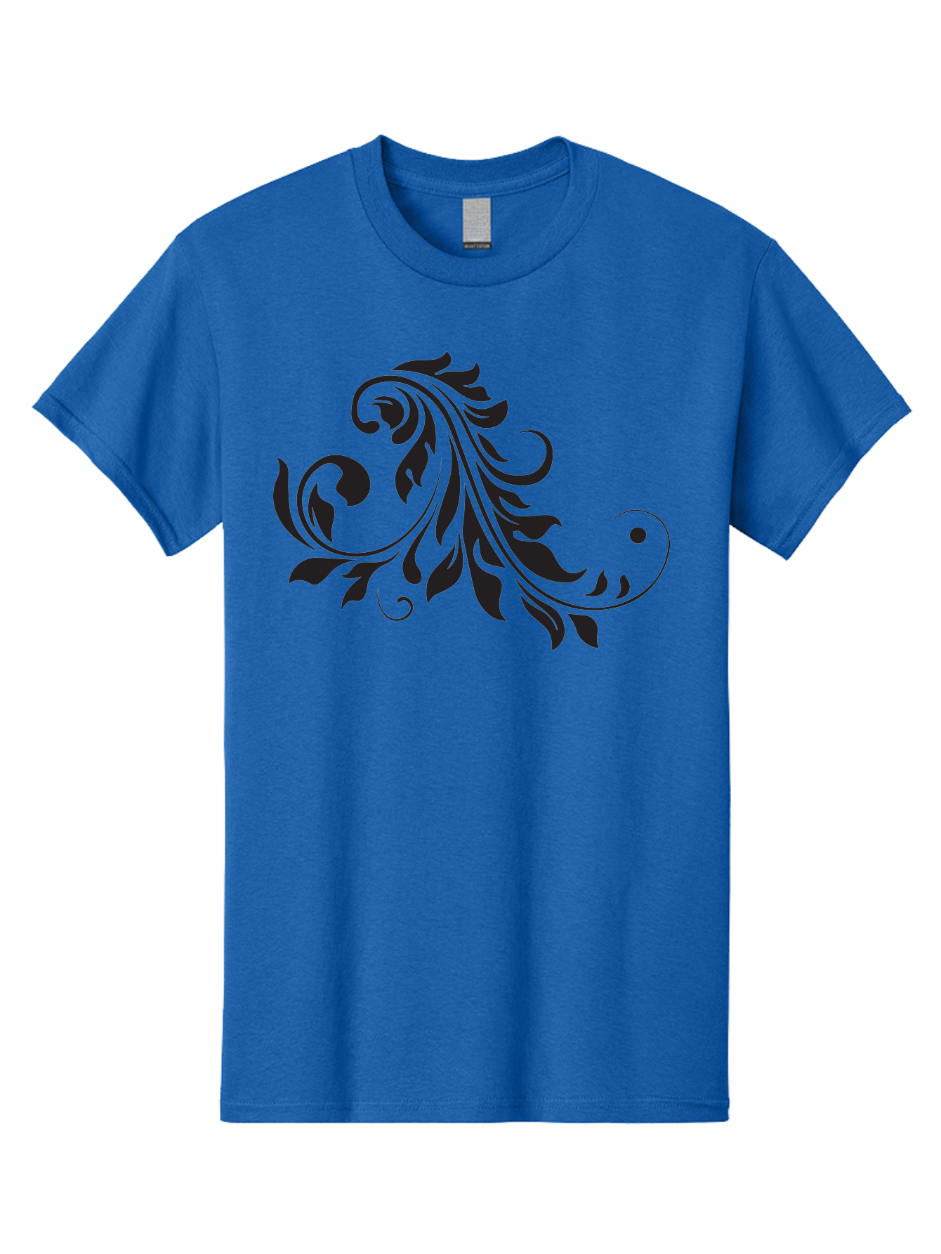Floral-Design-1 Men'S Graphic Tee, 100% Cotton, Comfortable Casual Summer Wear, Machine Washable, Floral Design, Leafy Pattern, Curved Shapes, Decorative Art, Swirling Leaves, Elegant Design, Intricate Pattern, Black Silhouette Aac721 5