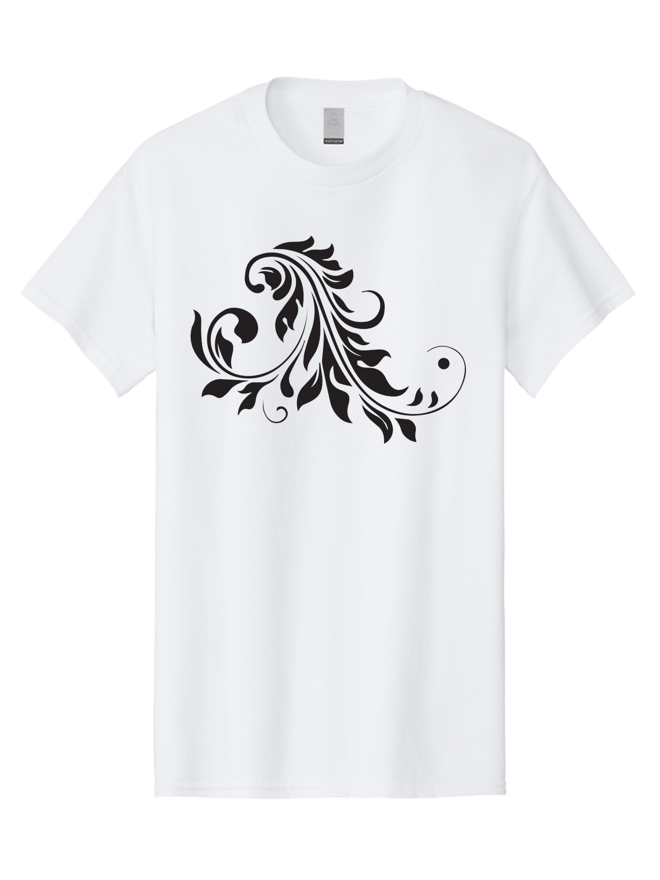 Floral-Design-1 Men'S Graphic Tee, 100% Cotton, Comfortable Casual Summer Wear, Machine Washable, Floral Design, Leafy Pattern, Curved Shapes, Decorative Art, Swirling Leaves, Elegant Design, Intricate Pattern, Black Silhouette Aac721 13
