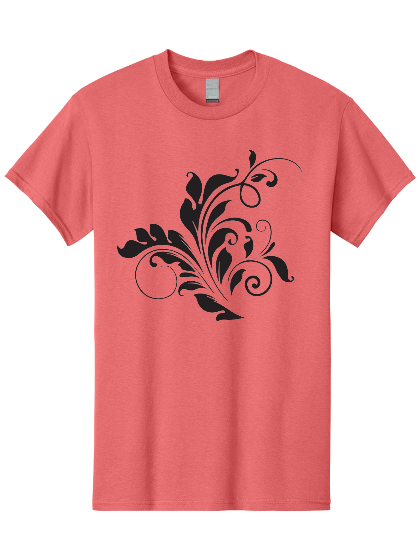 Floral-Design-2 Men'S Graphic Tee, 100% Cotton, Comfortable Casual Summer Wear, Machine Washable, Floral Ornament, Black Silhouettes, Elegant Design, Curved Lines, Abstract Art, Leafy Motif, Decorative Element, Luxury Feel, Intricate Details Aac722 13
