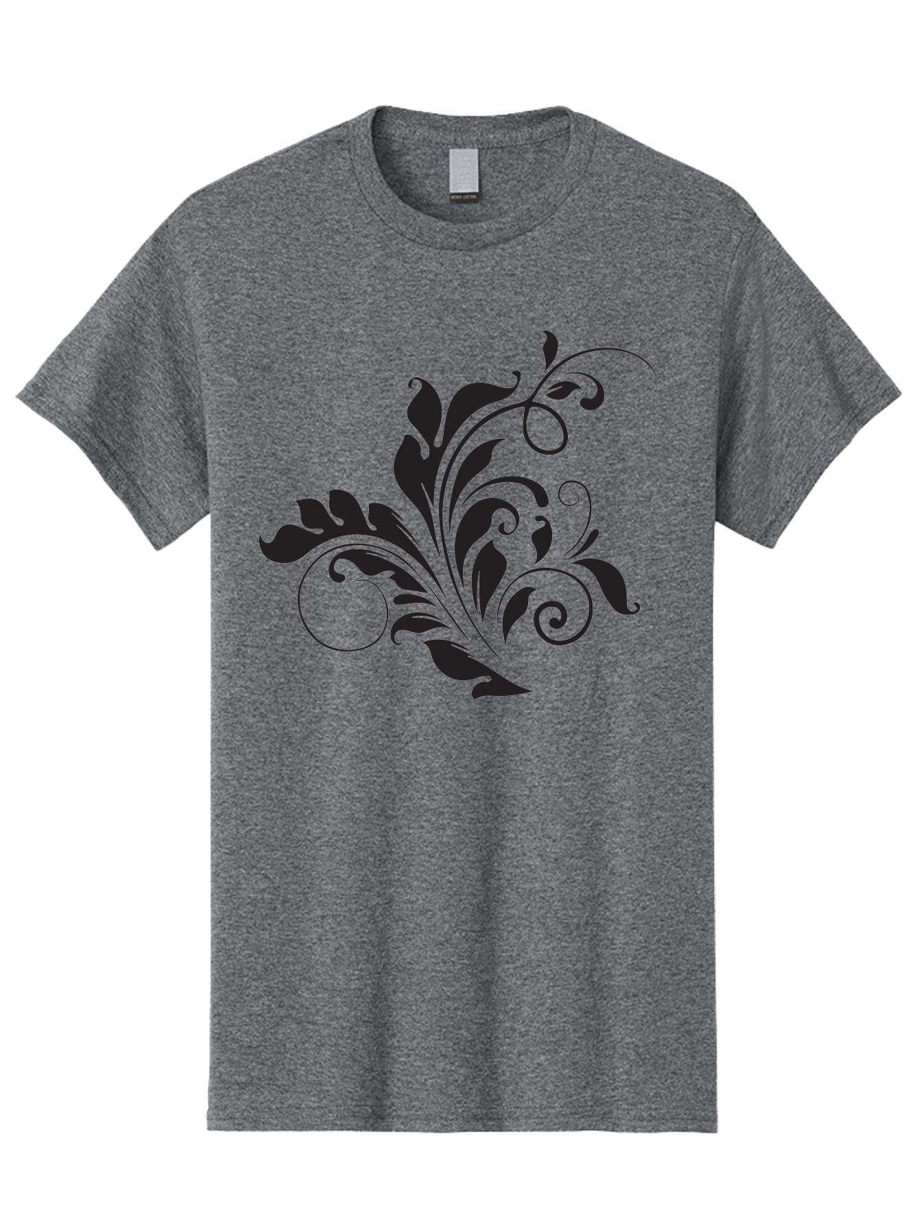 Floral-Design-2 Men'S Graphic Tee, 100% Cotton, Comfortable Casual Summer Wear, Machine Washable, Floral Ornament, Black Silhouettes, Elegant Design, Curved Lines, Abstract Art, Leafy Motif, Decorative Element, Luxury Feel, Intricate Details Aac722 15