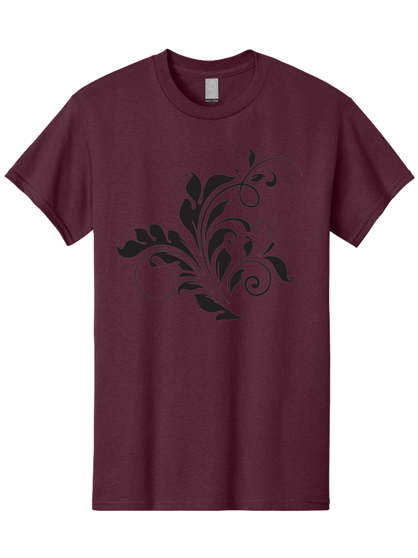 Floral-Design-2 Men'S Graphic Tee, 100% Cotton, Comfortable Casual Summer Wear, Machine Washable, Floral Ornament, Black Silhouettes, Elegant Design, Curved Lines, Abstract Art, Leafy Motif, Decorative Element, Luxury Feel, Intricate Details Aac722 21