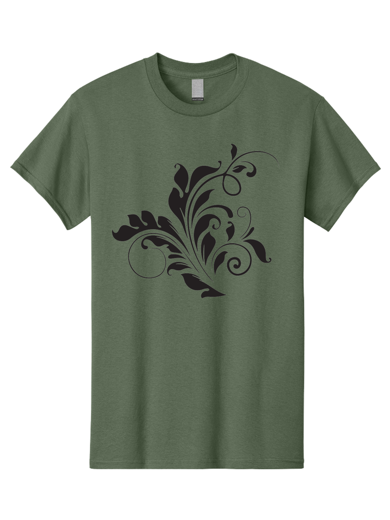 Floral-Design-2 Men'S Graphic Tee, 100% Cotton, Comfortable Casual Summer Wear, Machine Washable, Floral Ornament, Black Silhouettes, Elegant Design, Curved Lines, Abstract Art, Leafy Motif, Decorative Element, Luxury Feel, Intricate Details Aac722 29