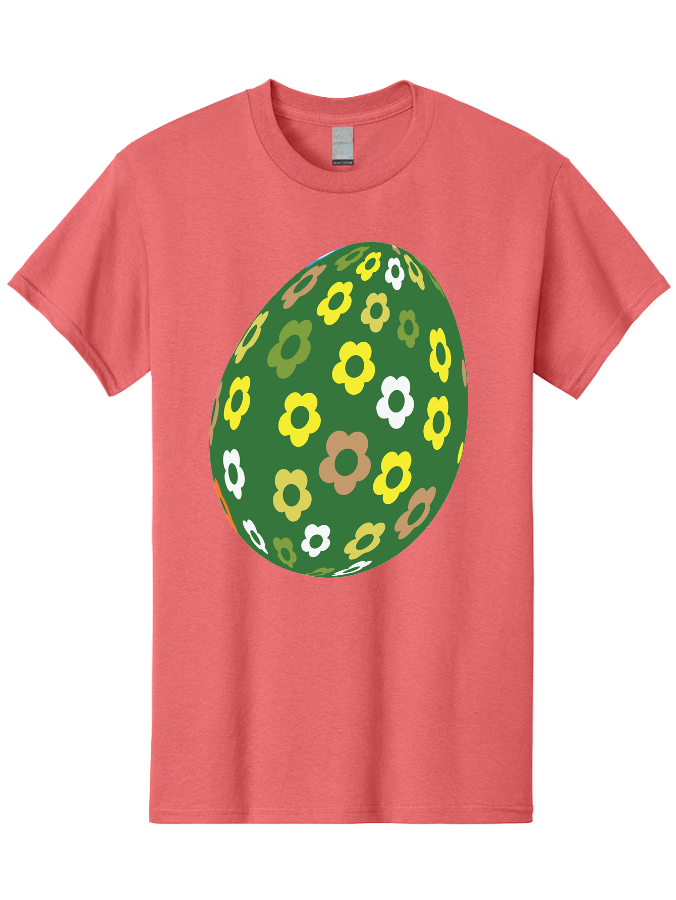 Floral-Easter-Egg-2 Men'S Graphic Tee, 100% Cotton, Comfortable Casual Summer Wear, Machine Washable, Easter Egg, Floral Pattern, Yellow Flowers, White Flowers, Green Egg, Easter Decoration, Spring Theme, Festive Design, Colorful Graphic, Aac726 15