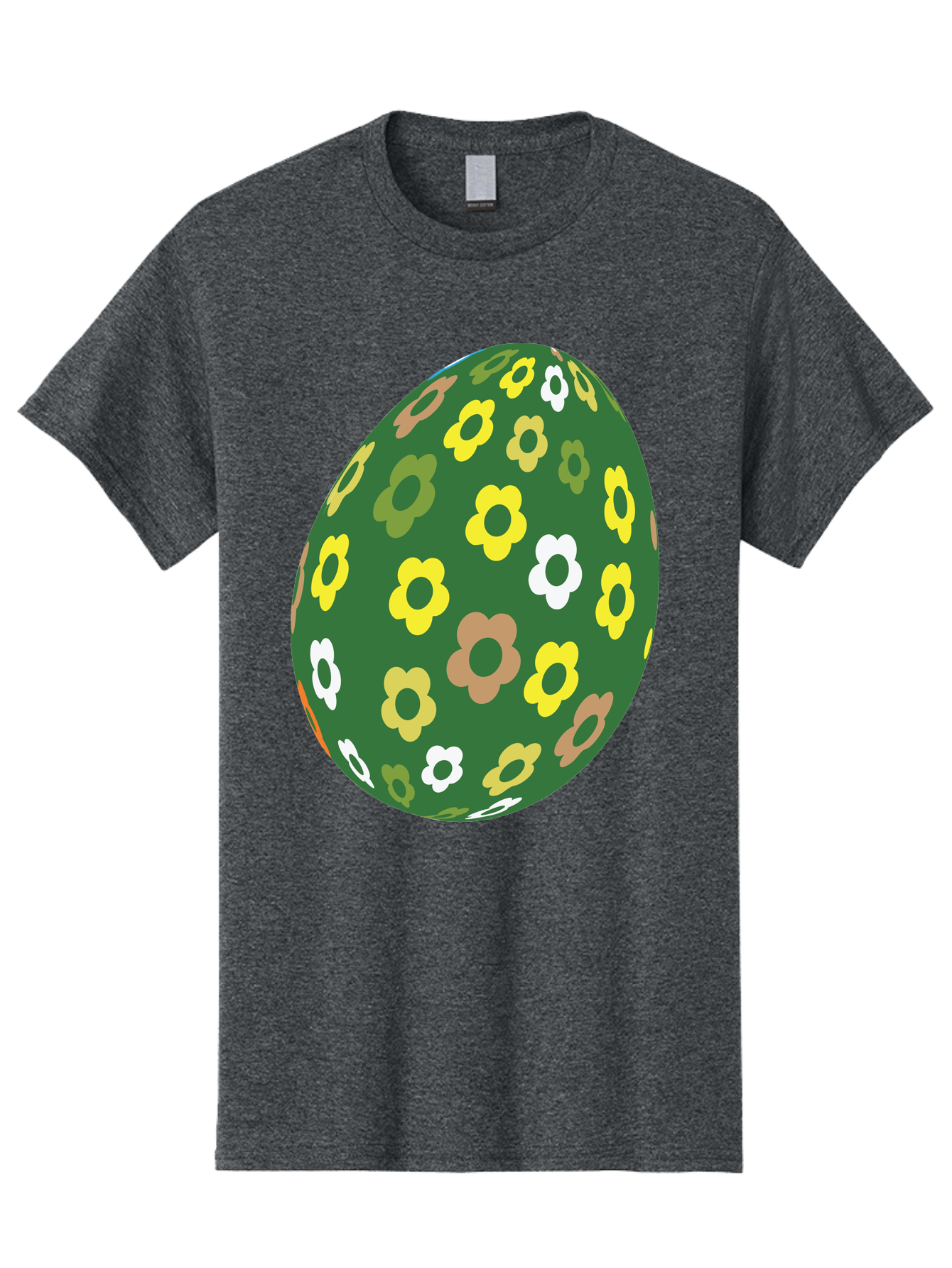 Floral-Easter-Egg-2 Men'S Graphic Tee, 100% Cotton, Comfortable Casual Summer Wear, Machine Washable, Easter Egg, Floral Pattern, Yellow Flowers, White Flowers, Green Egg, Easter Decoration, Spring Theme, Festive Design, Colorful Graphic, Aac726 27