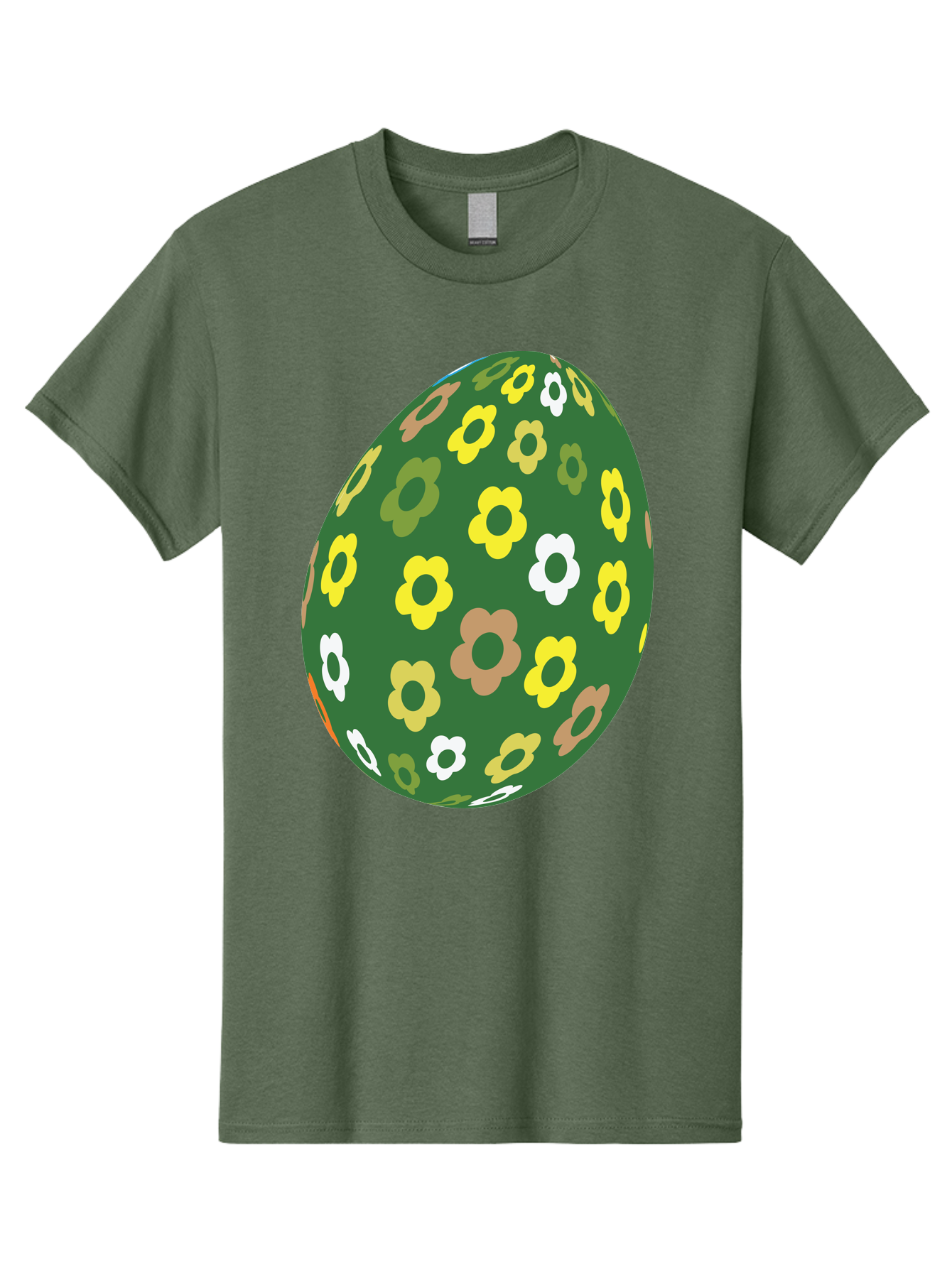 Floral-Easter-Egg-2 Men'S Graphic Tee, 100% Cotton, Comfortable Casual Summer Wear, Machine Washable, Easter Egg, Floral Pattern, Yellow Flowers, White Flowers, Green Egg, Easter Decoration, Spring Theme, Festive Design, Colorful Graphic, Aac726 21