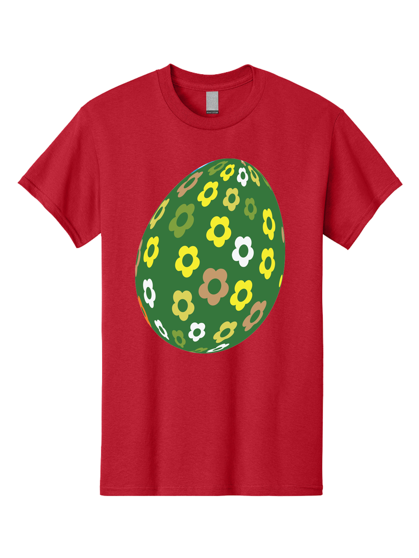 Floral-Easter-Egg-2 Men'S Graphic Tee, 100% Cotton, Comfortable Casual Summer Wear, Machine Washable, Easter Egg, Floral Pattern, Yellow Flowers, White Flowers, Green Egg, Easter Decoration, Spring Theme, Festive Design, Colorful Graphic, Aac726 11