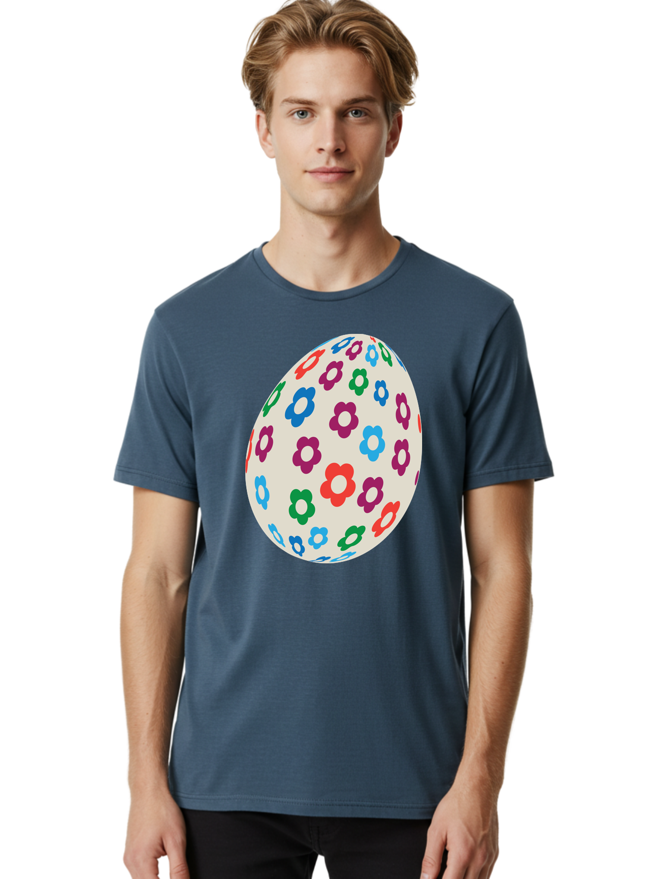 Floral-Egg-1 Men'S Graphic Tee, 100% Cotton, Comfortable Casual Summer Wear, Machine Washable, Colorful Flowers, Easter Egg Decoration, Floral Pattern, Pastel Colors, Festive Design, Spring Theme, Easter Celebration Aac729 18