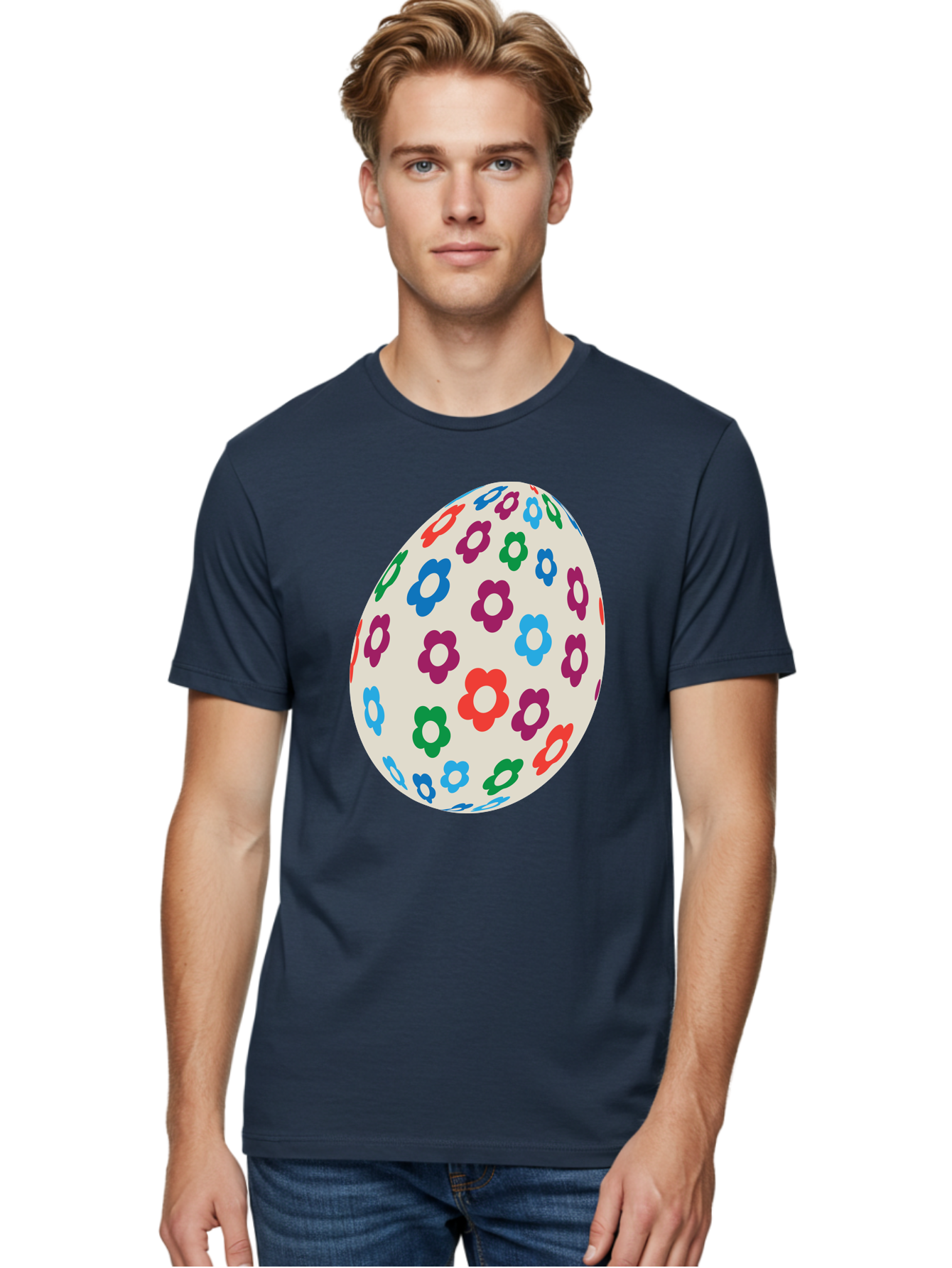 Floral-Egg-1 Men'S Graphic Tee, 100% Cotton, Comfortable Casual Summer Wear, Machine Washable, Colorful Flowers, Easter Egg Decoration, Floral Pattern, Pastel Colors, Festive Design, Spring Theme, Easter Celebration Aac729 10