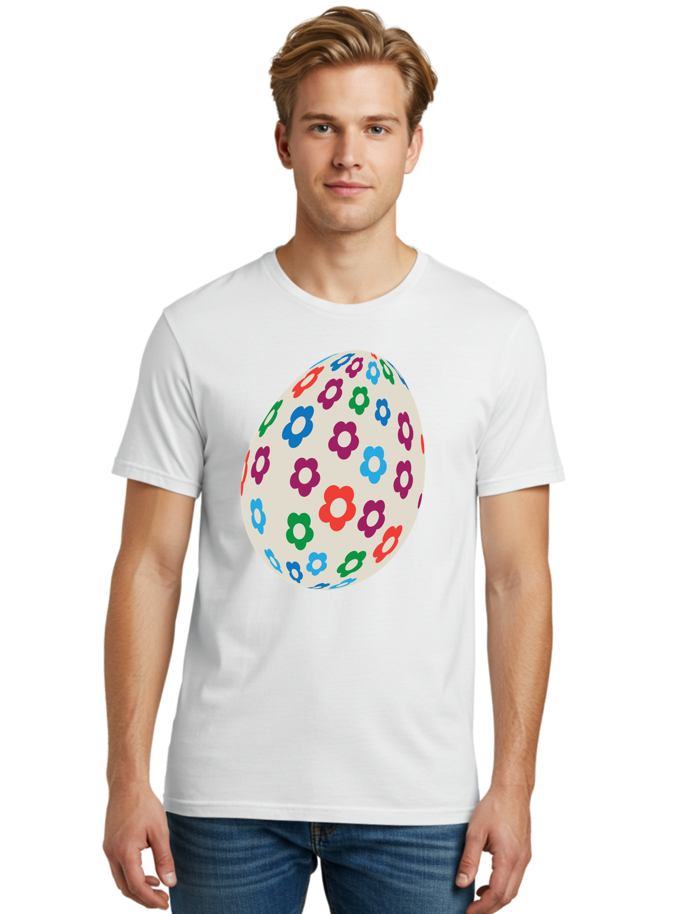 Floral-Egg-1 Men'S Graphic Tee, 100% Cotton, Comfortable Casual Summer Wear, Machine Washable, Colorful Flowers, Easter Egg Decoration, Floral Pattern, Pastel Colors, Festive Design, Spring Theme, Easter Celebration Aac729 16