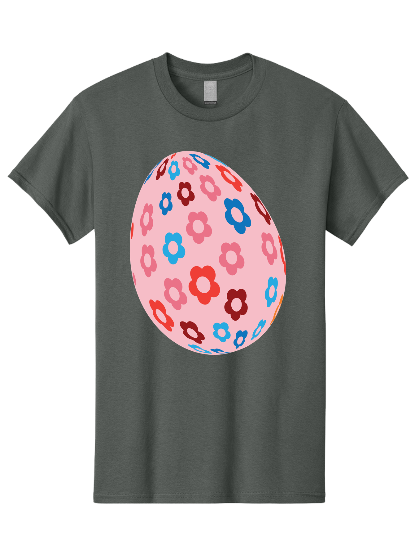Floral-Egg-2 Men'S Graphic Tee, 100% Cotton, Comfortable Casual Summer Wear, Machine Washable, Easter Egg, Floral Pattern, Pink Background, Red Flowers, Blue Flowers, Colorful Design, Spring Theme, Easter Decoration, Digital Illustration, Aac730 29