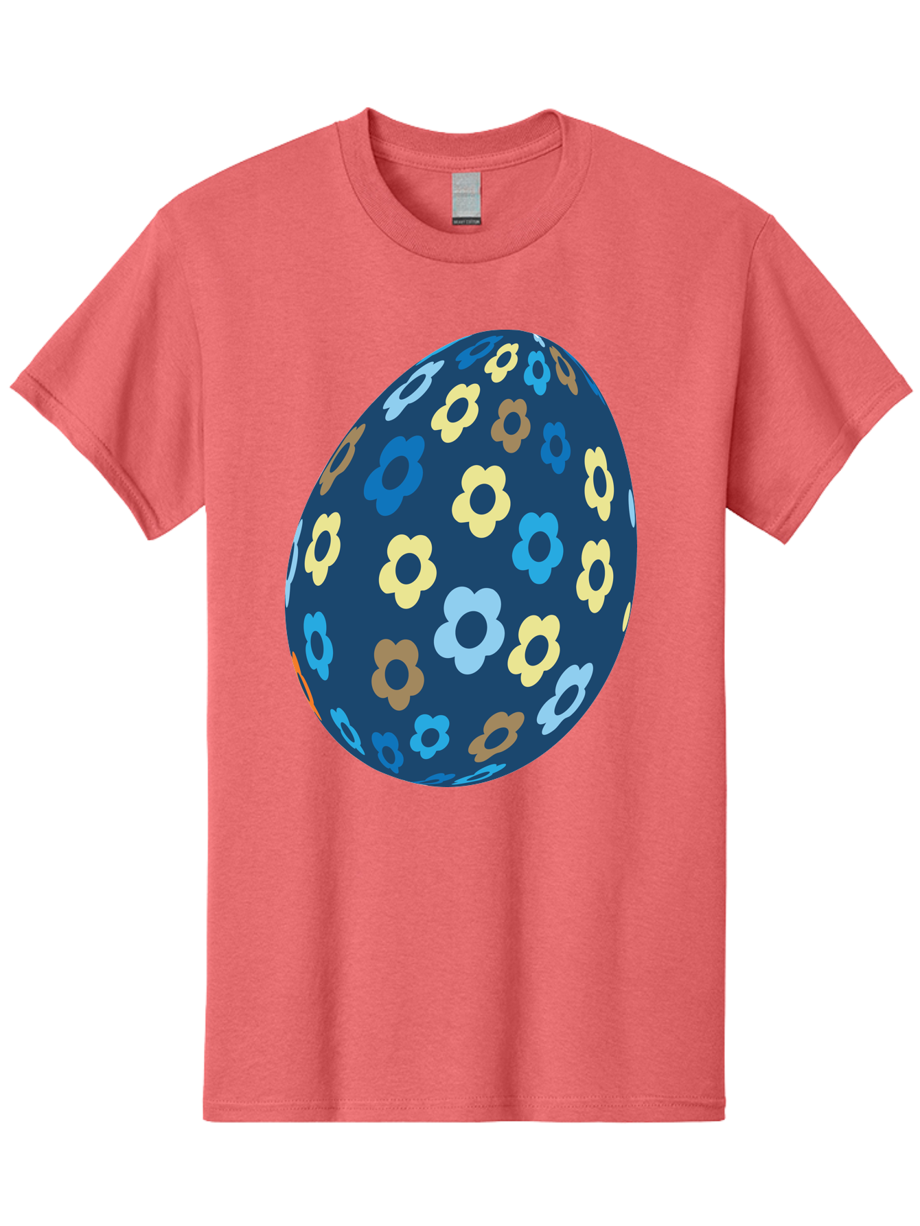 Floral-Egg-3 Men'S Graphic Tee, 100% Cotton, Comfortable Casual Summer Wear, Machine Washable, Easter Egg, Floral Pattern, Pastel Colors, Blue Egg, Yellow Flowers, Brown Flowers, Light Blue Flowers, Spring Theme, Easter Decoration Aac731 7
