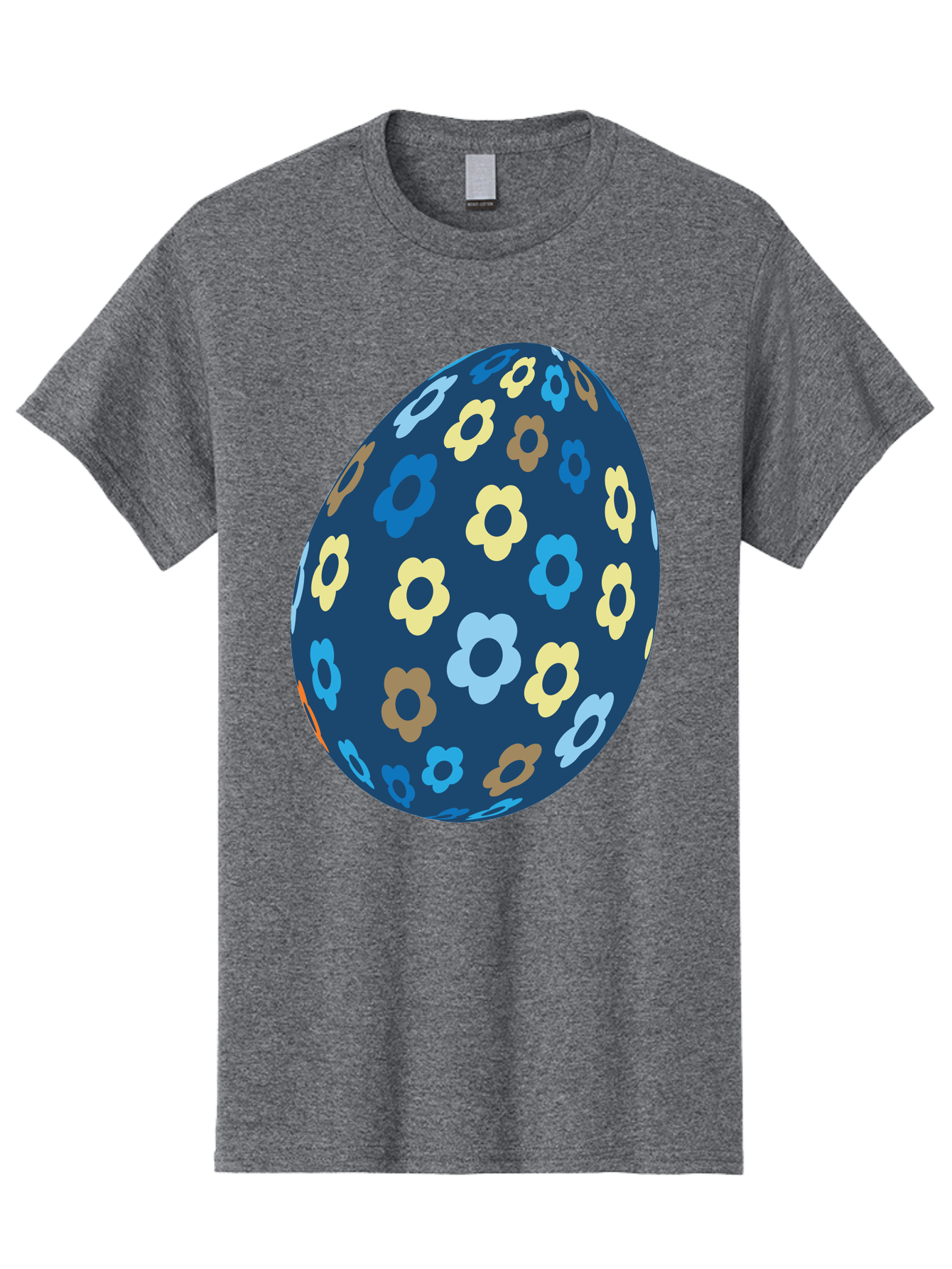 Floral-Egg-3 Men'S Graphic Tee, 100% Cotton, Comfortable Casual Summer Wear, Machine Washable, Easter Egg, Floral Pattern, Pastel Colors, Blue Egg, Yellow Flowers, Brown Flowers, Light Blue Flowers, Spring Theme, Easter Decoration Aac731 23