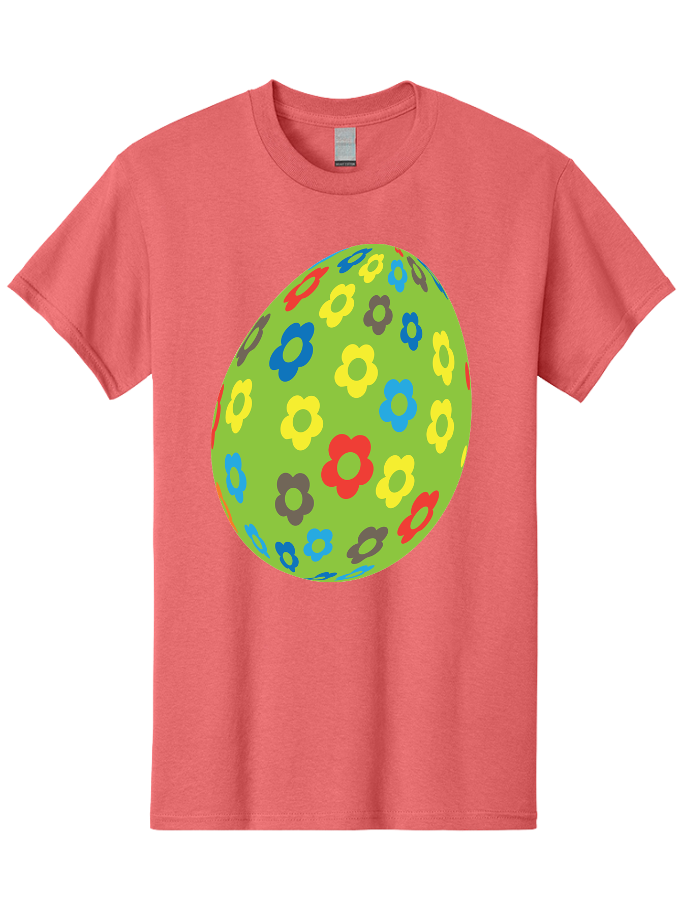 Floral-Egg Men'S Graphic Tee, 100% Cotton, Comfortable Casual Summer Wear, Machine Washable, Decorated Egg, Floral Pattern, Colorful Flowers, Easter Egg Decoration, Spring Theme, Festive Design, Cartoon Style, Red, Blue, Yellow, Purple Flowers Aac732 13