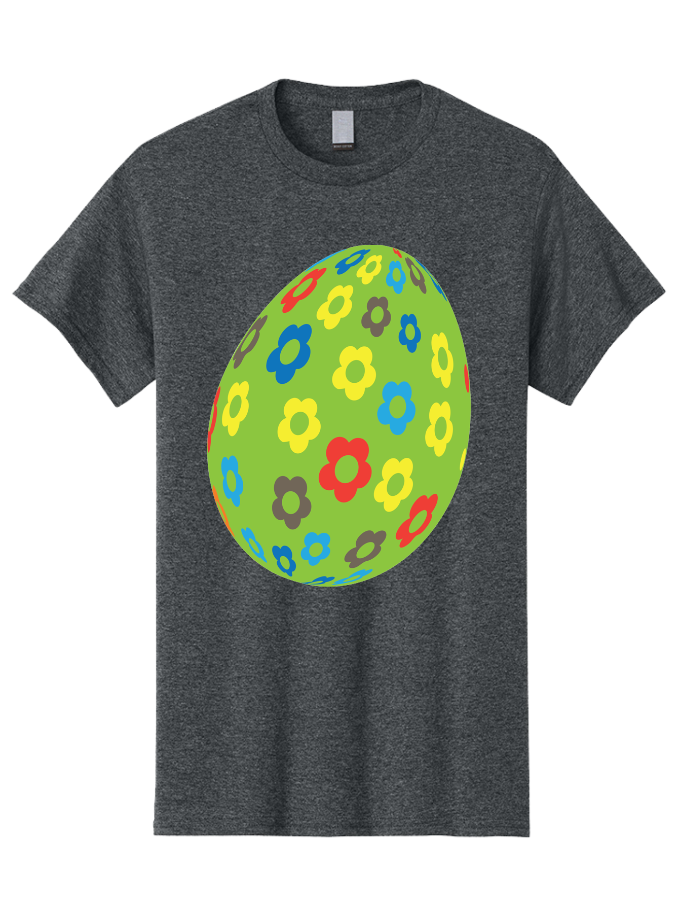 Floral-Egg Men'S Graphic Tee, 100% Cotton, Comfortable Casual Summer Wear, Machine Washable, Decorated Egg, Floral Pattern, Colorful Flowers, Easter Egg Decoration, Spring Theme, Festive Design, Cartoon Style, Red, Blue, Yellow, Purple Flowers Aac732 21
