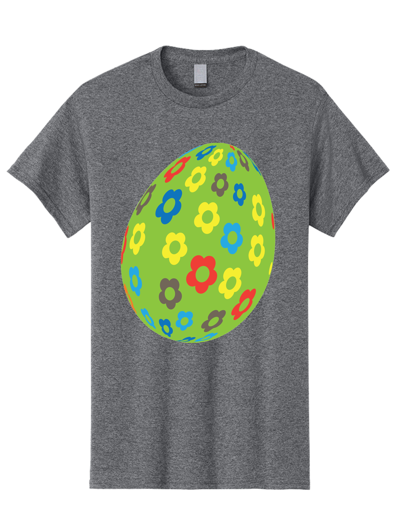 Floral-Egg Men'S Graphic Tee, 100% Cotton, Comfortable Casual Summer Wear, Machine Washable, Decorated Egg, Floral Pattern, Colorful Flowers, Easter Egg Decoration, Spring Theme, Festive Design, Cartoon Style, Red, Blue, Yellow, Purple Flowers Aac732 7