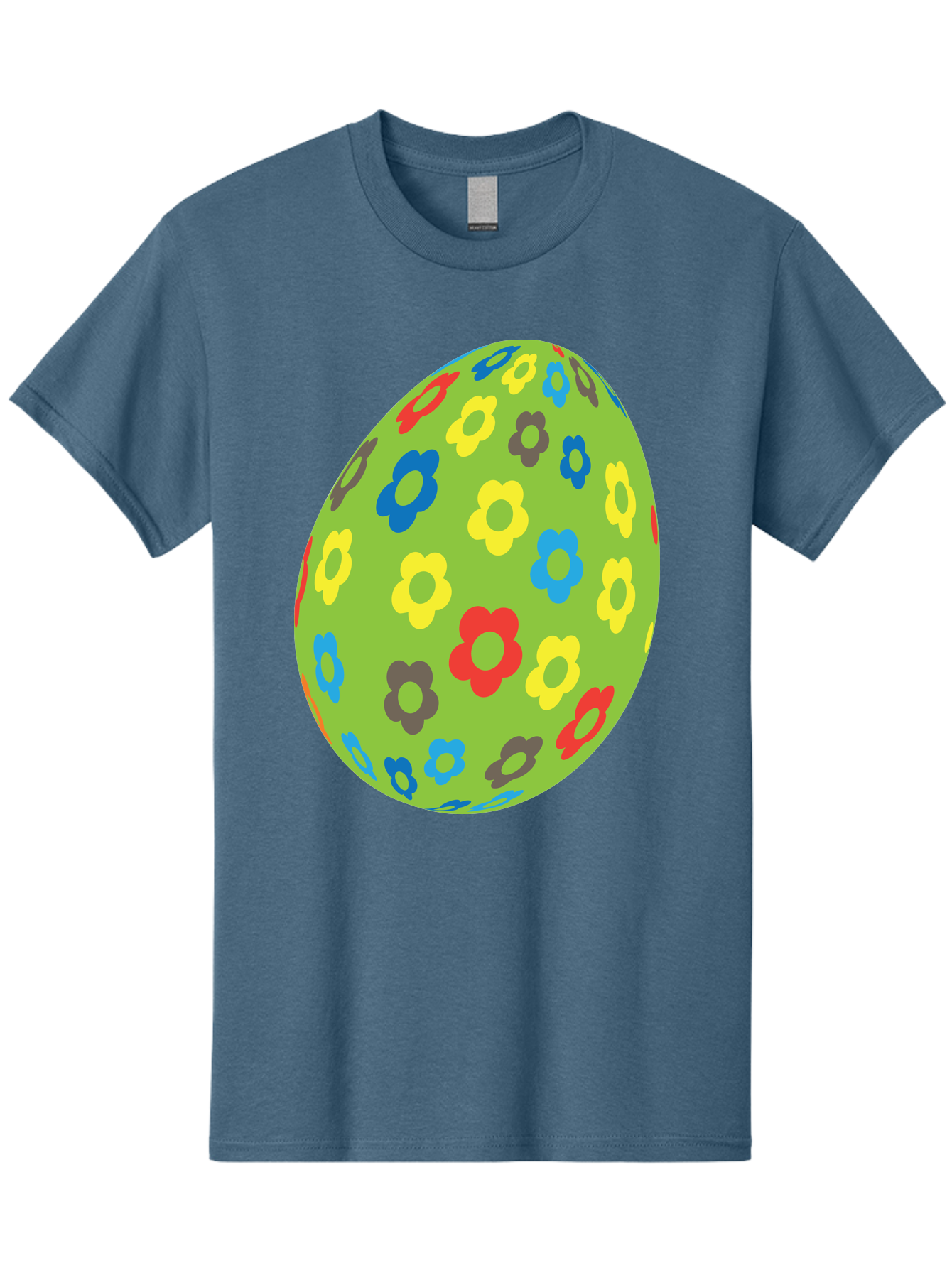 Floral-Egg Men'S Graphic Tee, 100% Cotton, Comfortable Casual Summer Wear, Machine Washable, Decorated Egg, Floral Pattern, Colorful Flowers, Easter Egg Decoration, Spring Theme, Festive Design, Cartoon Style, Red, Blue, Yellow, Purple Flowers Aac732 19
