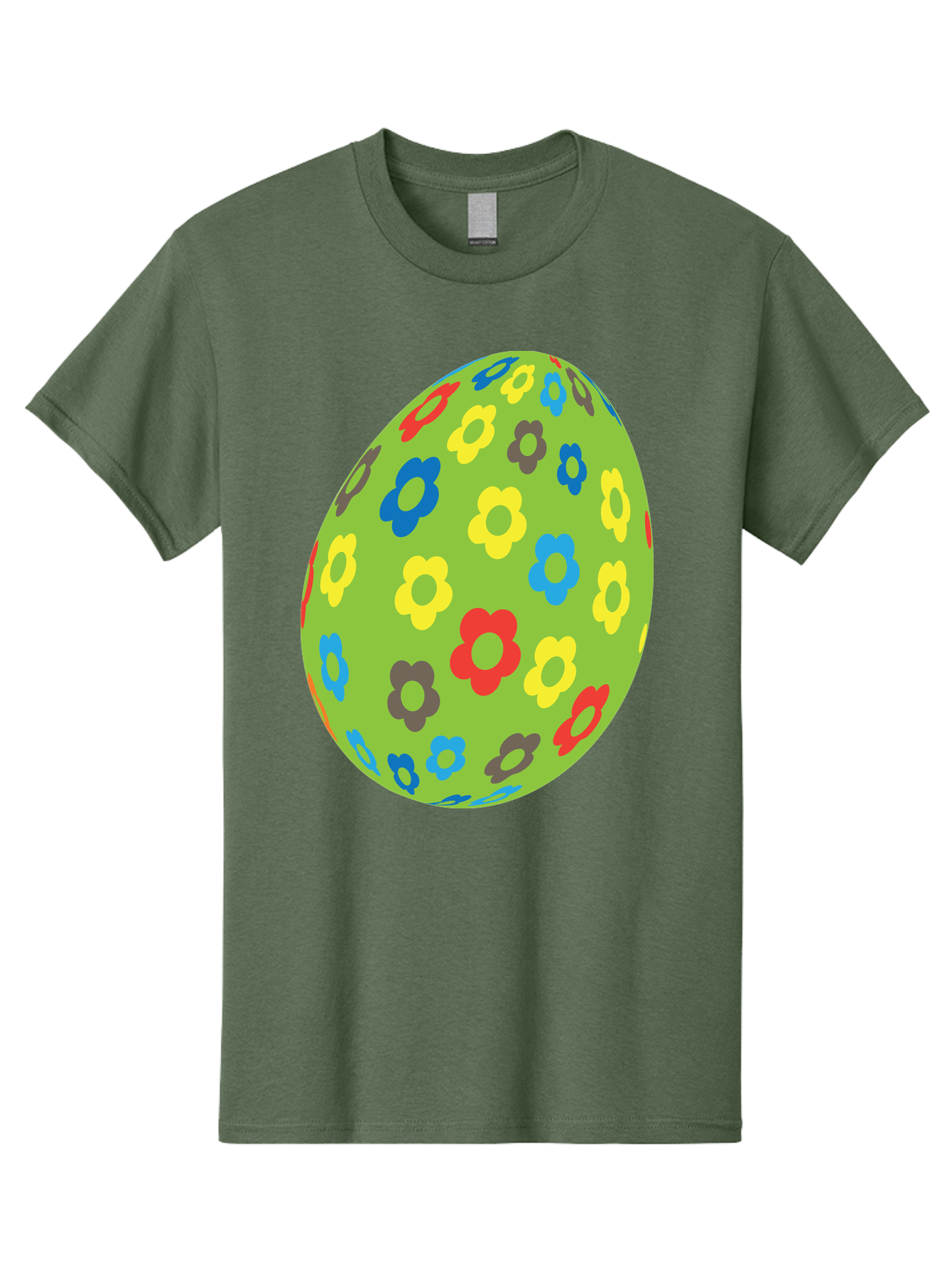 Floral-Egg Men'S Graphic Tee, 100% Cotton, Comfortable Casual Summer Wear, Machine Washable, Decorated Egg, Floral Pattern, Colorful Flowers, Easter Egg Decoration, Spring Theme, Festive Design, Cartoon Style, Red, Blue, Yellow, Purple Flowers Aac732 5